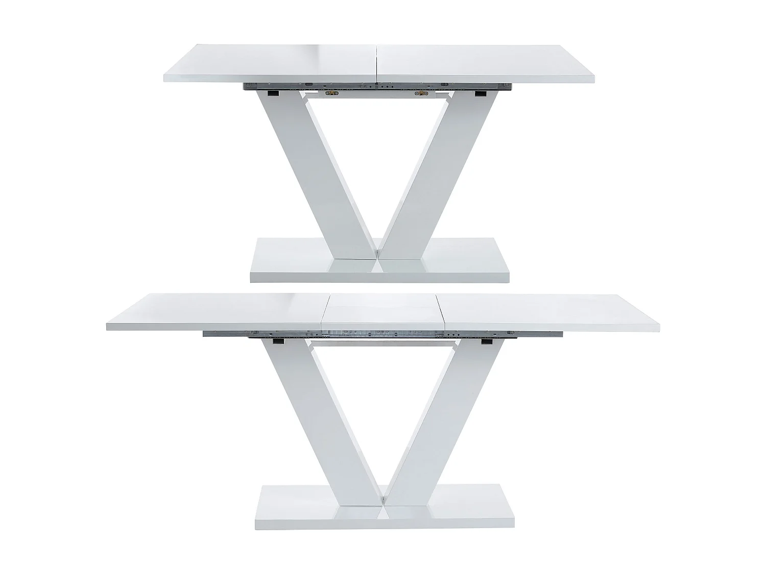 Andy|Table à manger en blanc brillant avec rallonge 6 personnes L140