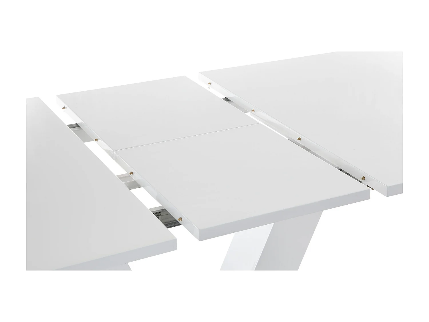 Andy|Table à manger en blanc brillant avec rallonge 6 personnes L140