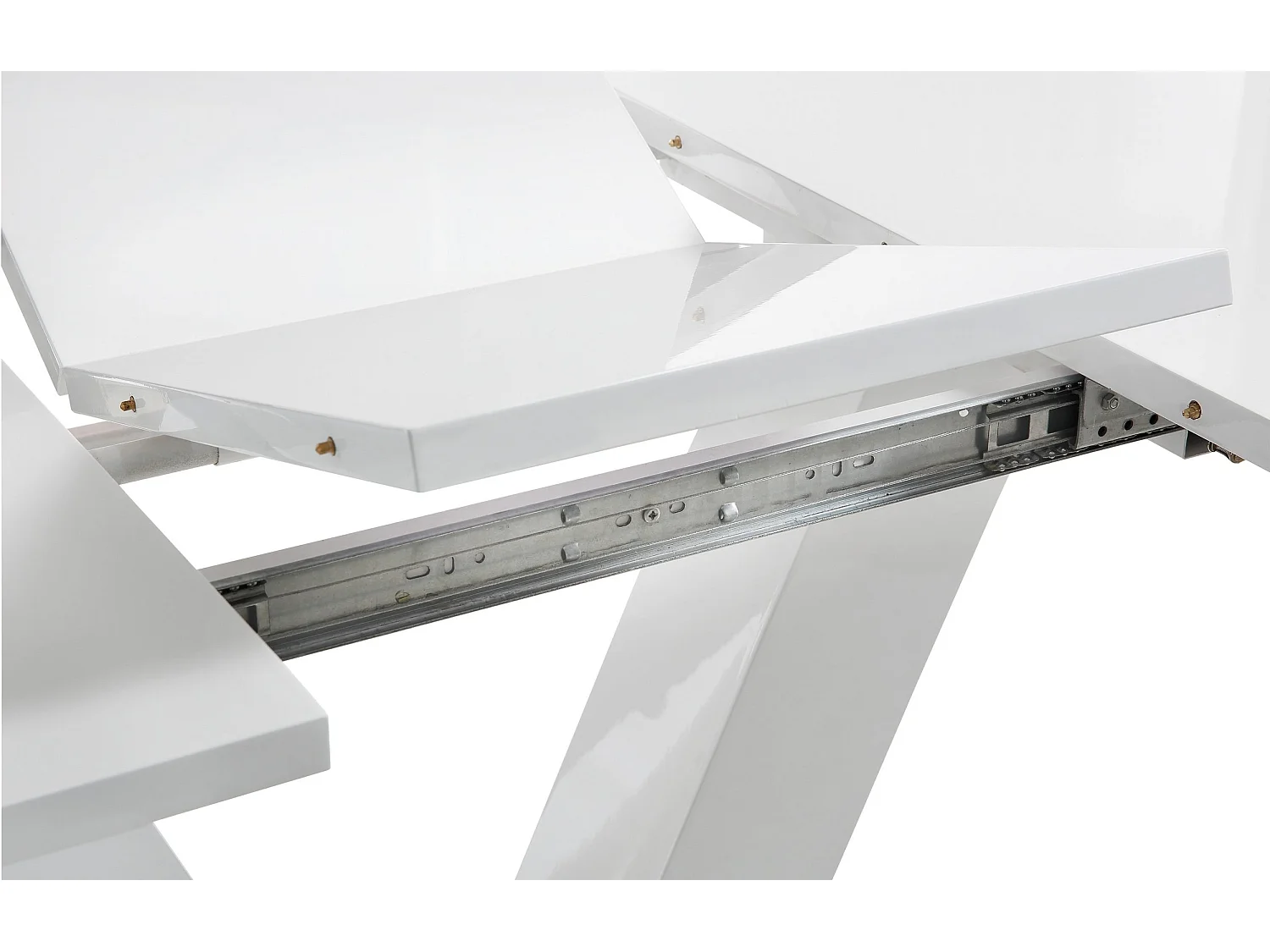 Andy|Table à manger en blanc brillant avec rallonge 6 personnes L140