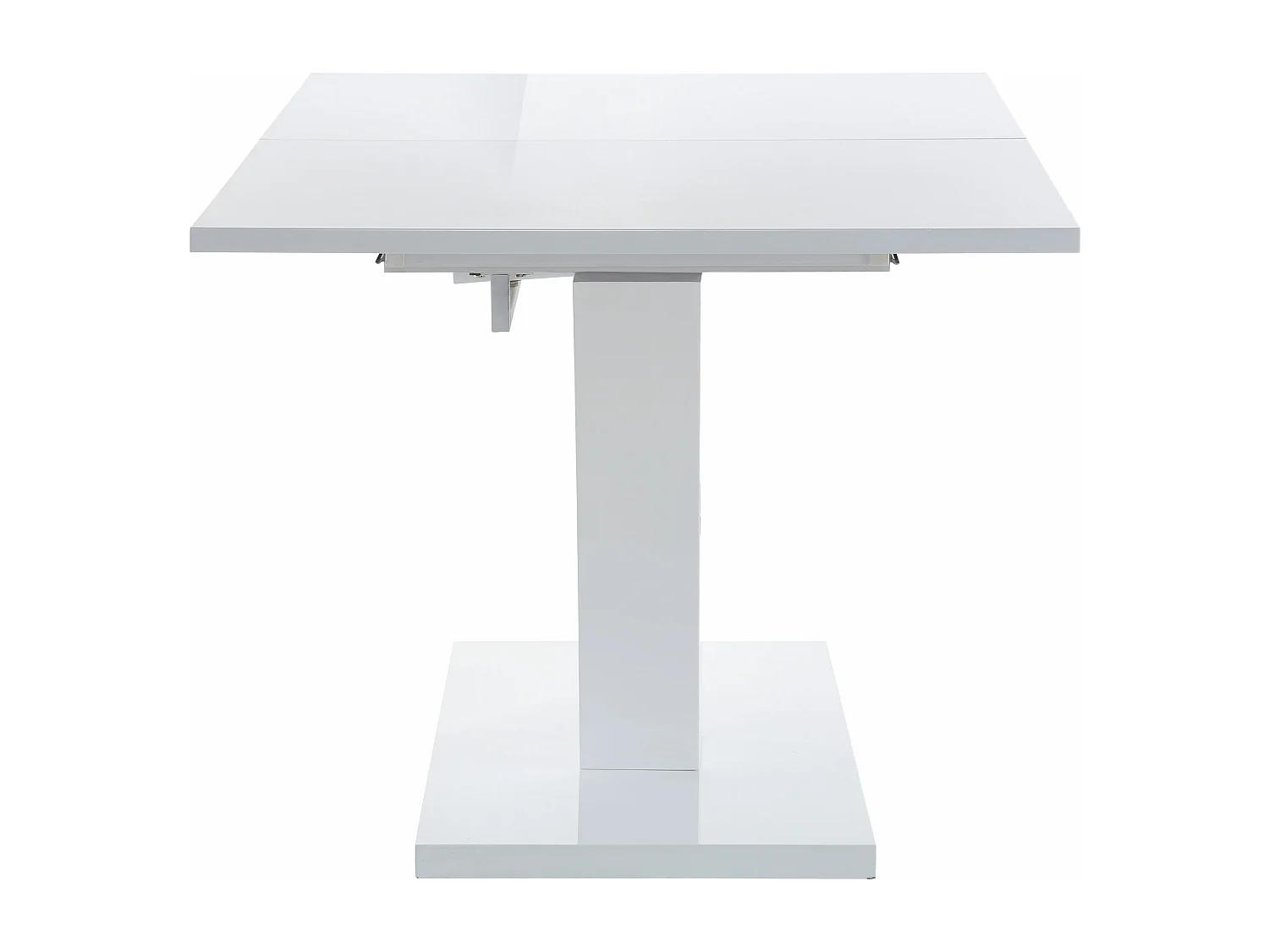 Andy|Table à manger en blanc brillant avec rallonge 6 personnes L140