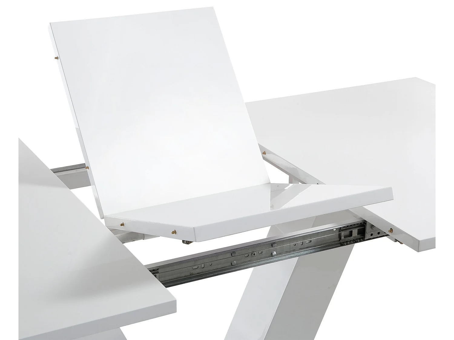 Andy|Table à manger en blanc brillant avec rallonge 6 personnes L140