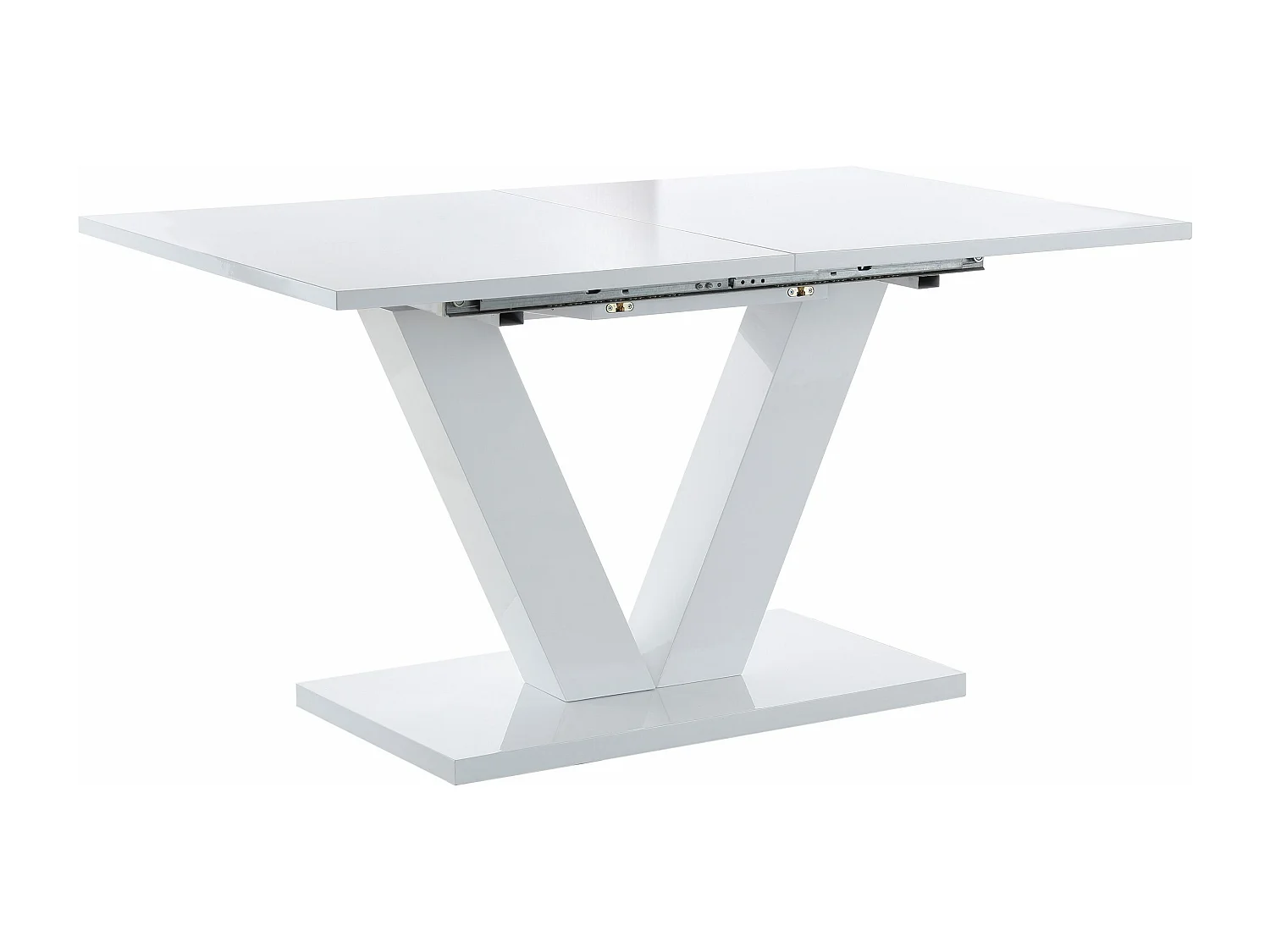 Andy|Table à manger en blanc brillant avec rallonge 6 personnes L140