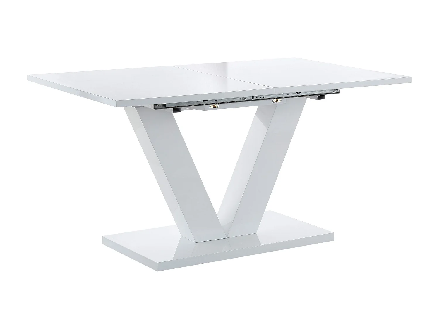 Andy|Table à manger en blanc brillant avec rallonge 6 personnes L140