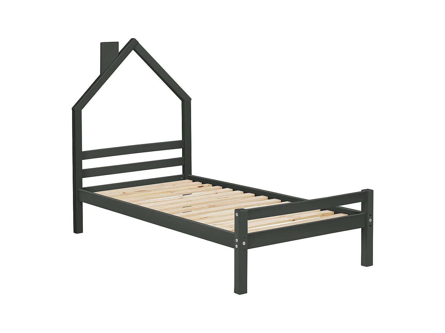 Alpi|Lit cabane en bois gris 90x200