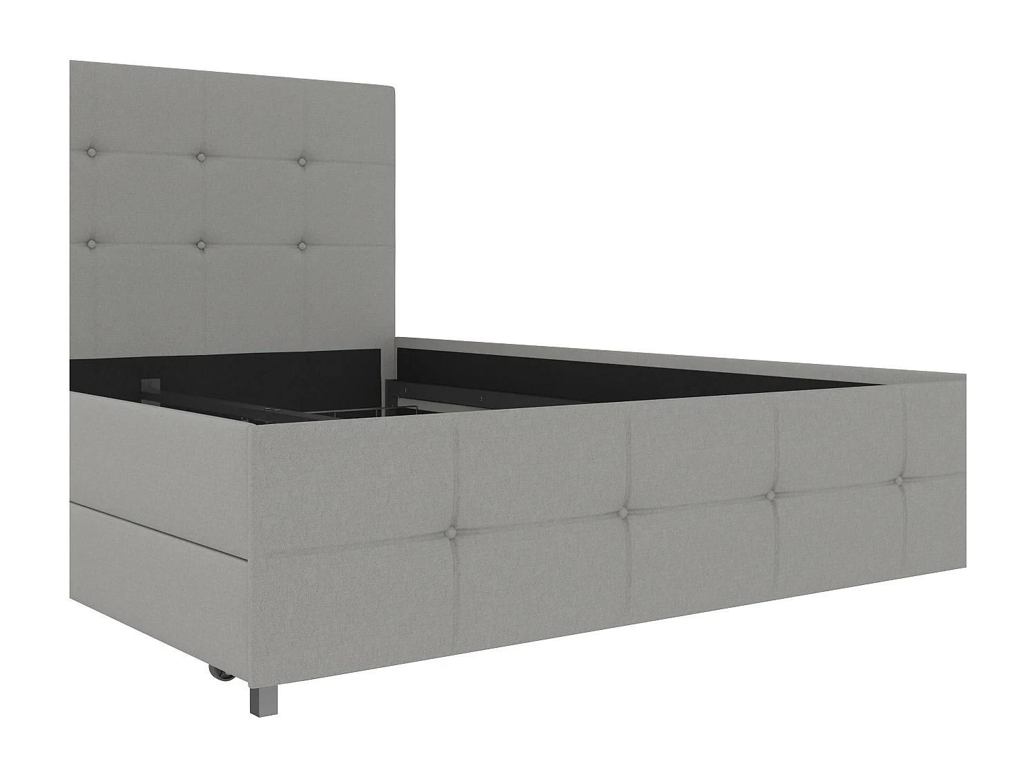 Rose|Lit 140x200 cm avec 4 tiroirs en tissu Gris clair