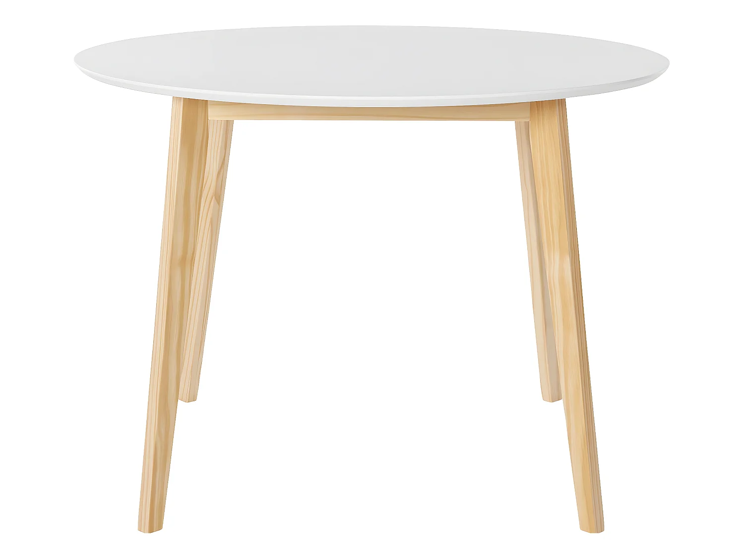 Cody | Table à manger ronde en MDF blanc avec structure en pin nature