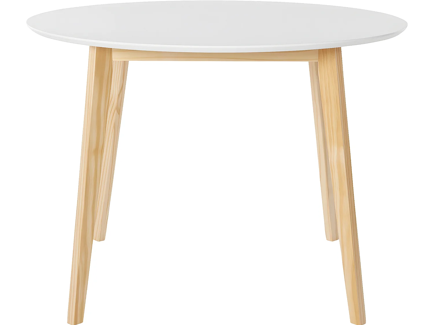 Cody | Table à manger ronde en MDF blanc avec structure en pin nature