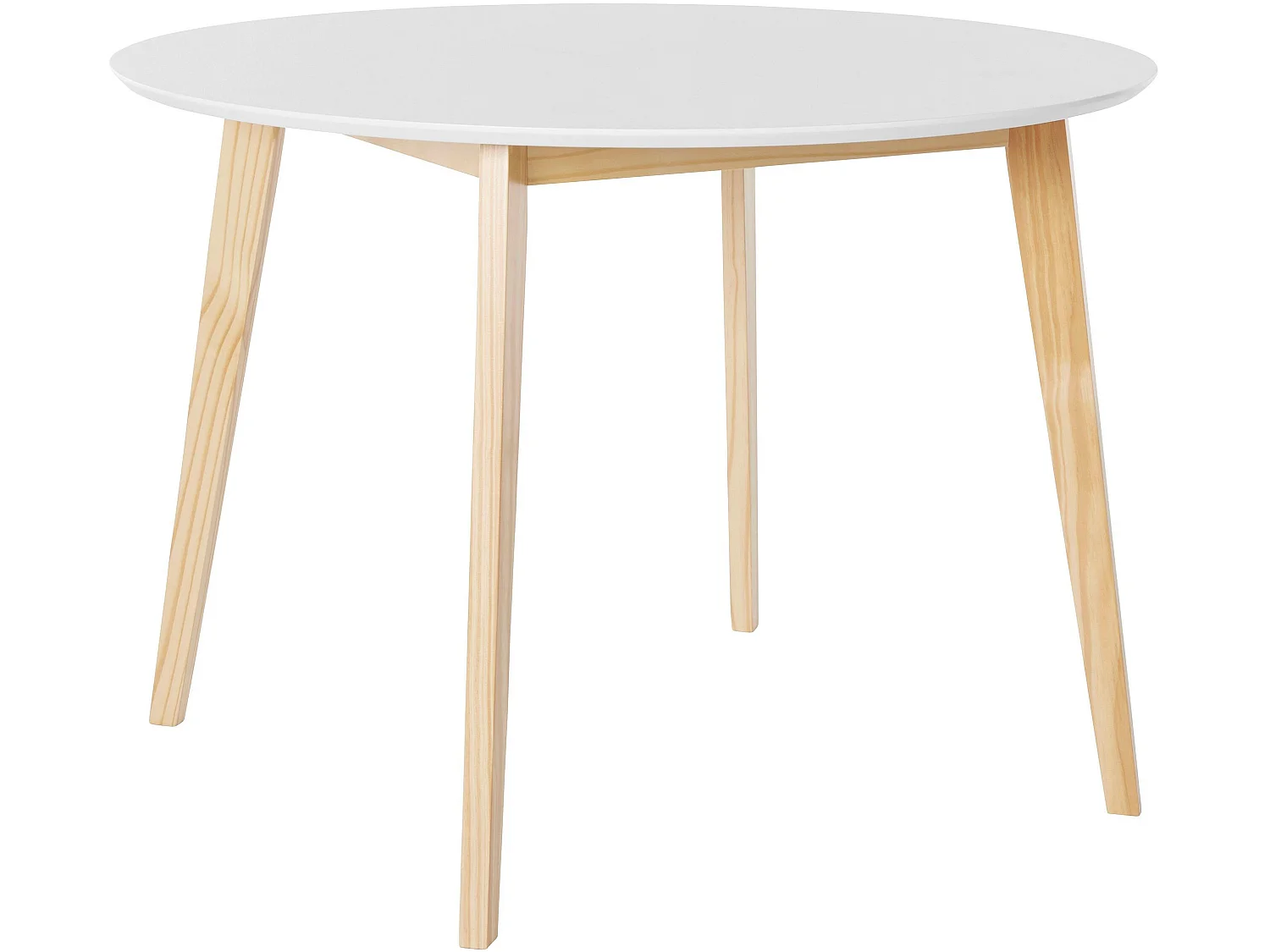 Cody | Table à manger ronde en MDF blanc avec structure en pin nature
