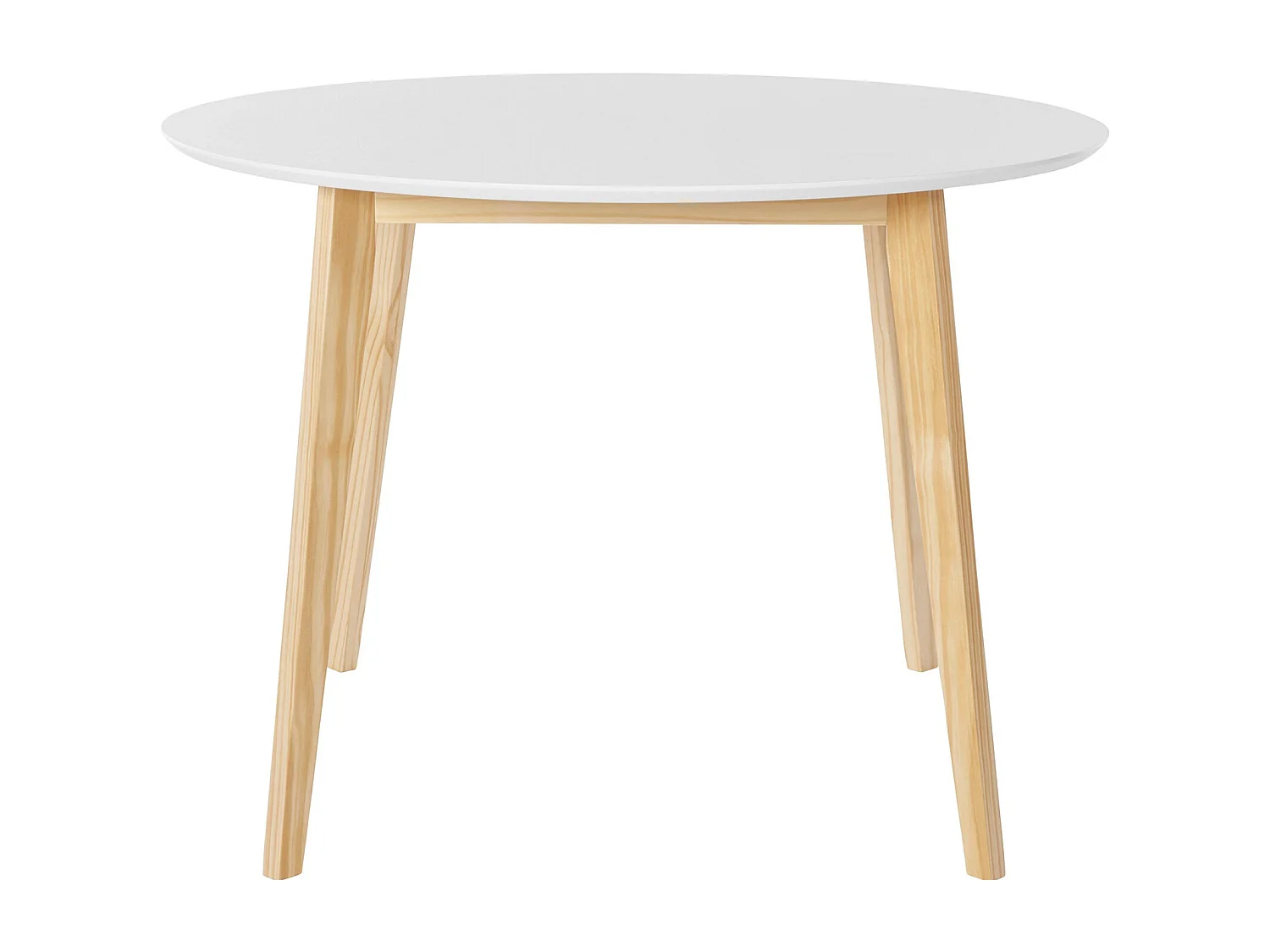 Cody | Table à manger ronde en MDF blanc avec structure en pin nature