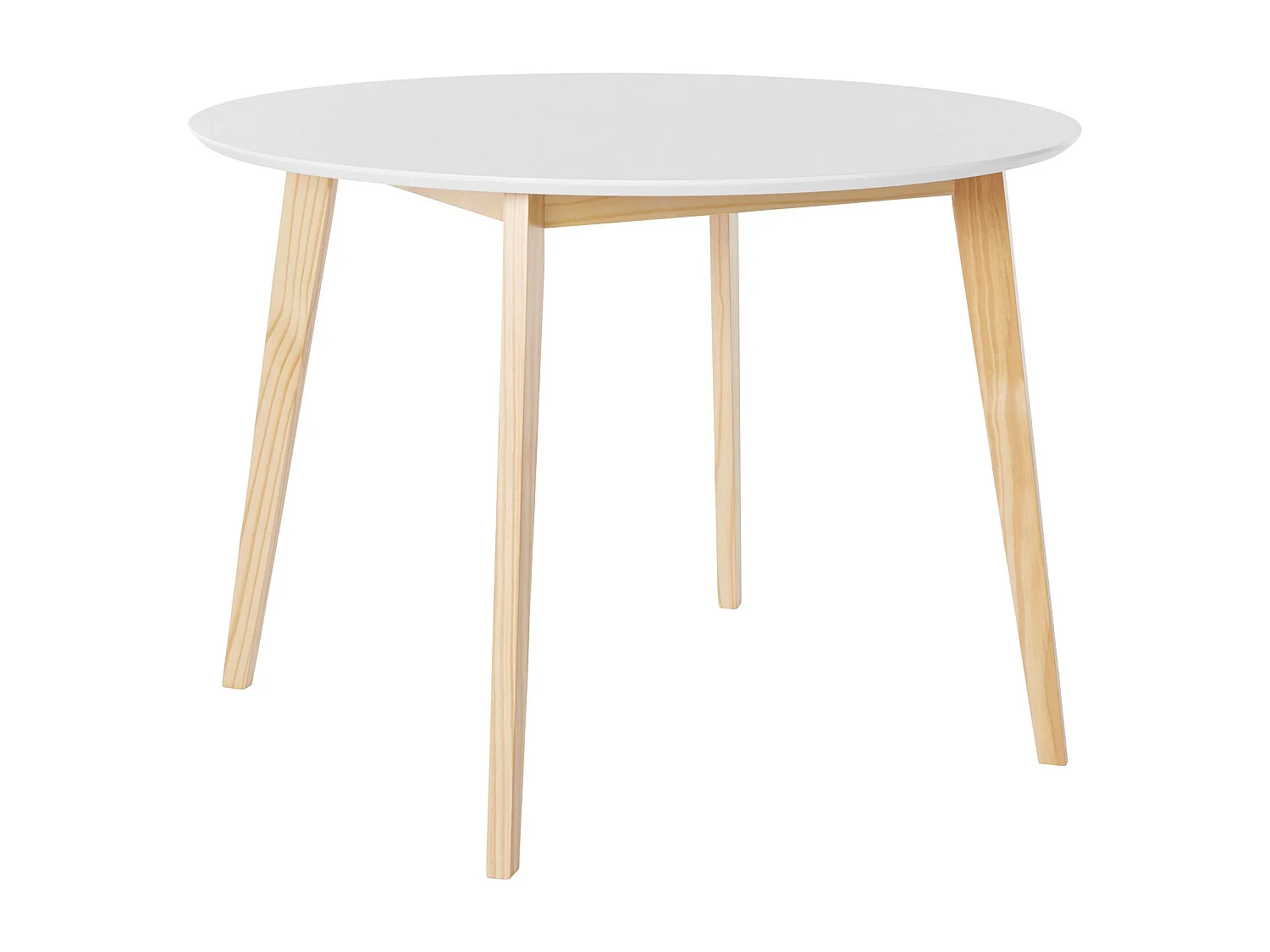 Cody | Table à manger ronde en MDF blanc avec structure en pin nature