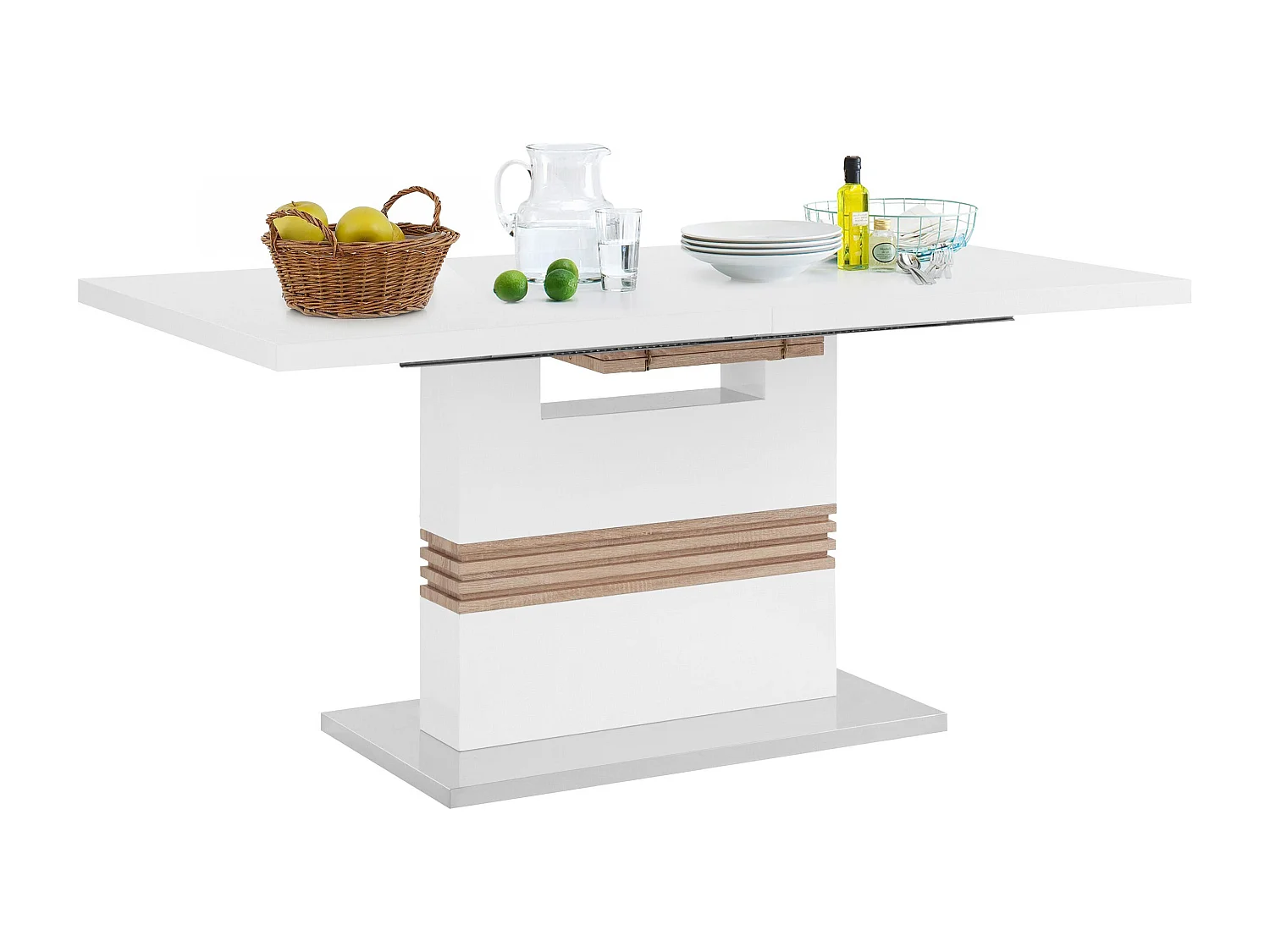 Perez|Table à manger en mélaminé avec rallonge 8 personnes L160