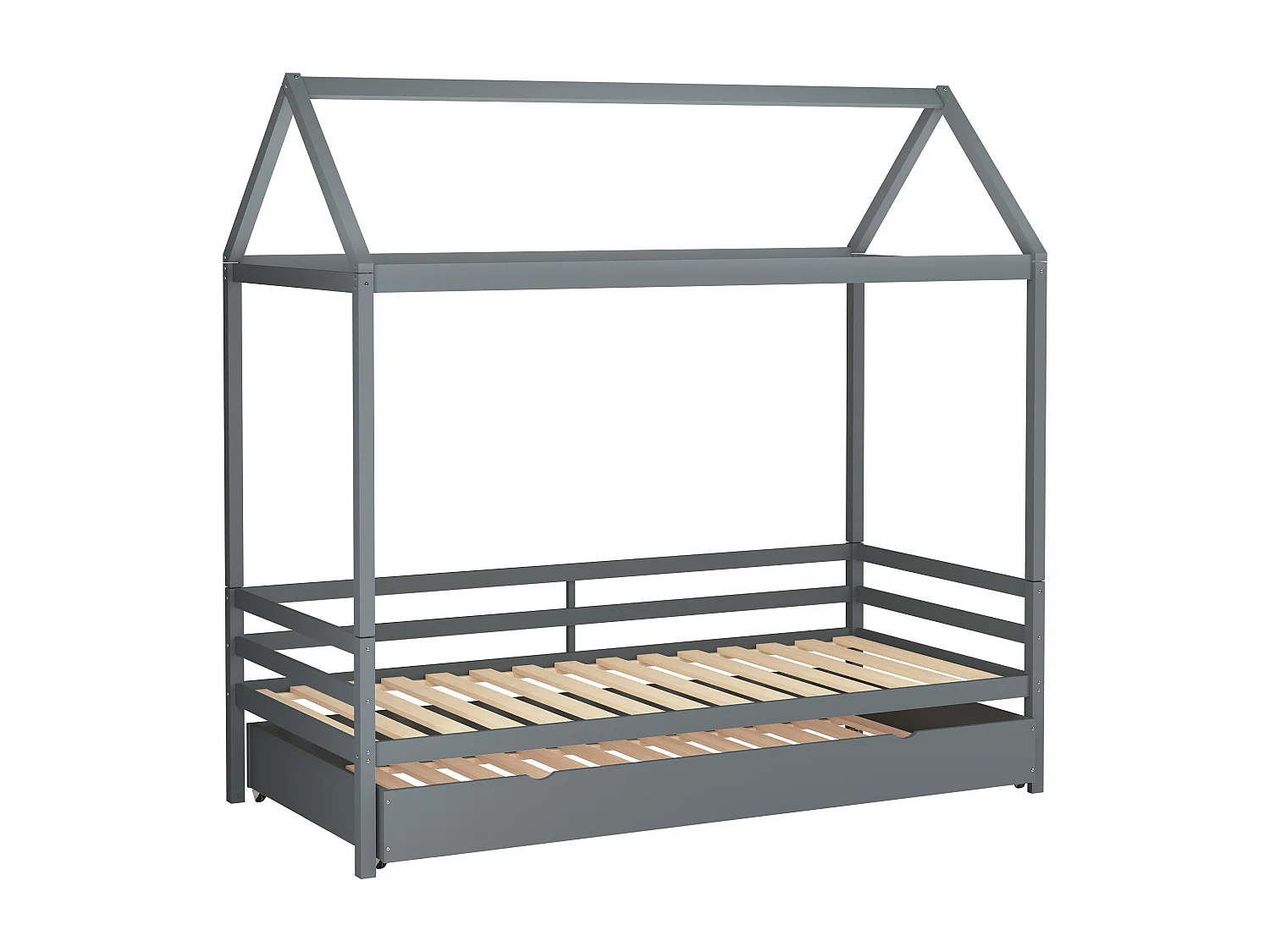 Alpi|Lit de jour avec baldaquin en bois gris 90x200