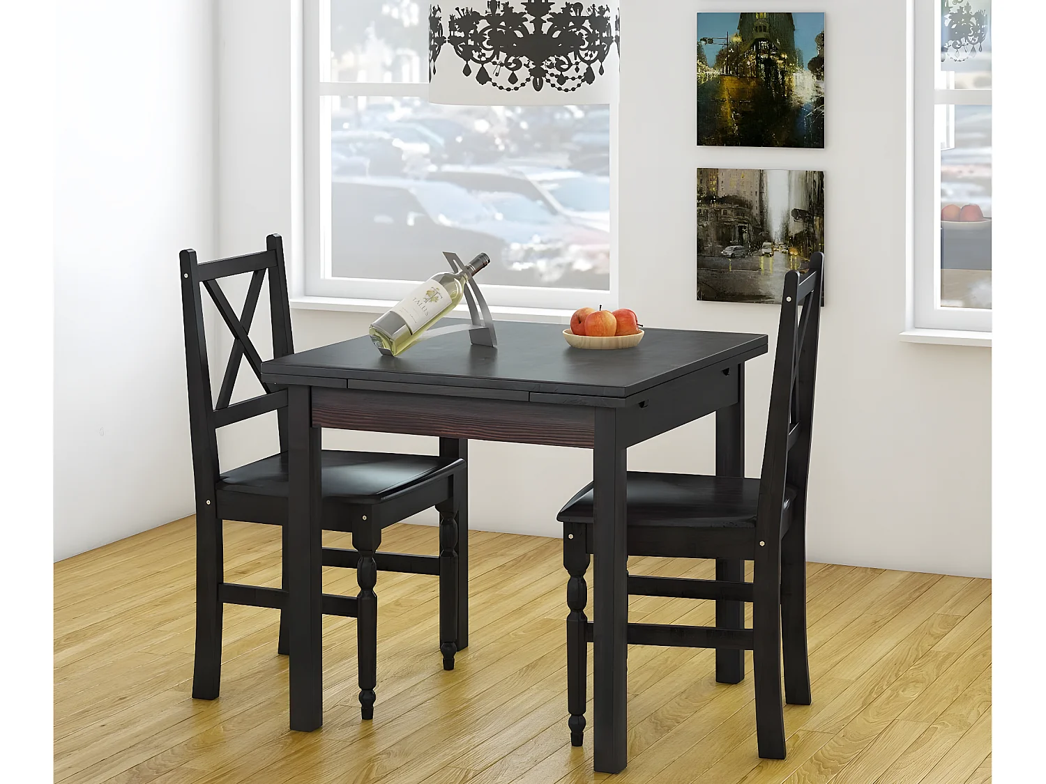 Maike|Table à manger en pin marron 4 personnes L80