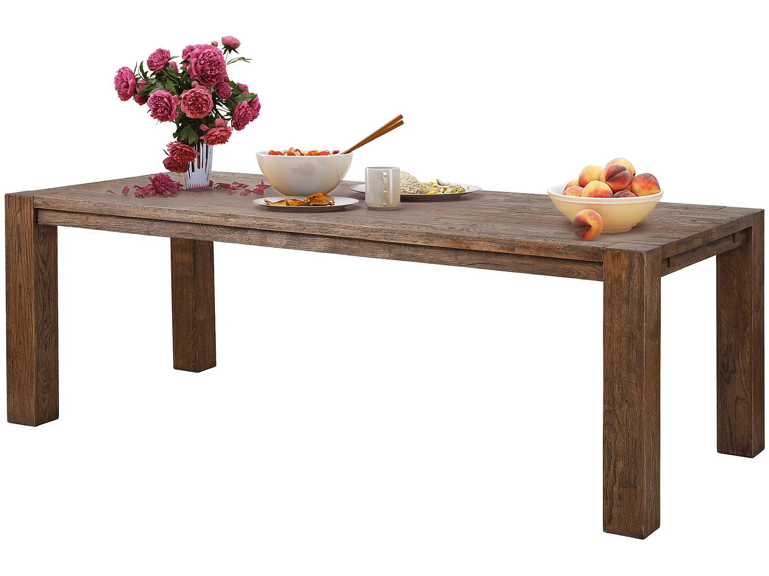 Marianne| Table à manger 220 cm 8 places effet chêne fumé