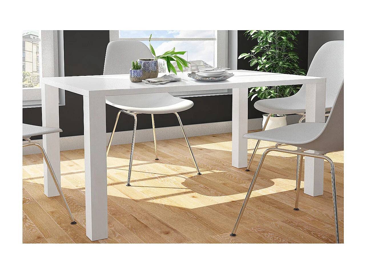 Sky | Table de salle à manger 160x90 cm en MDF blanc