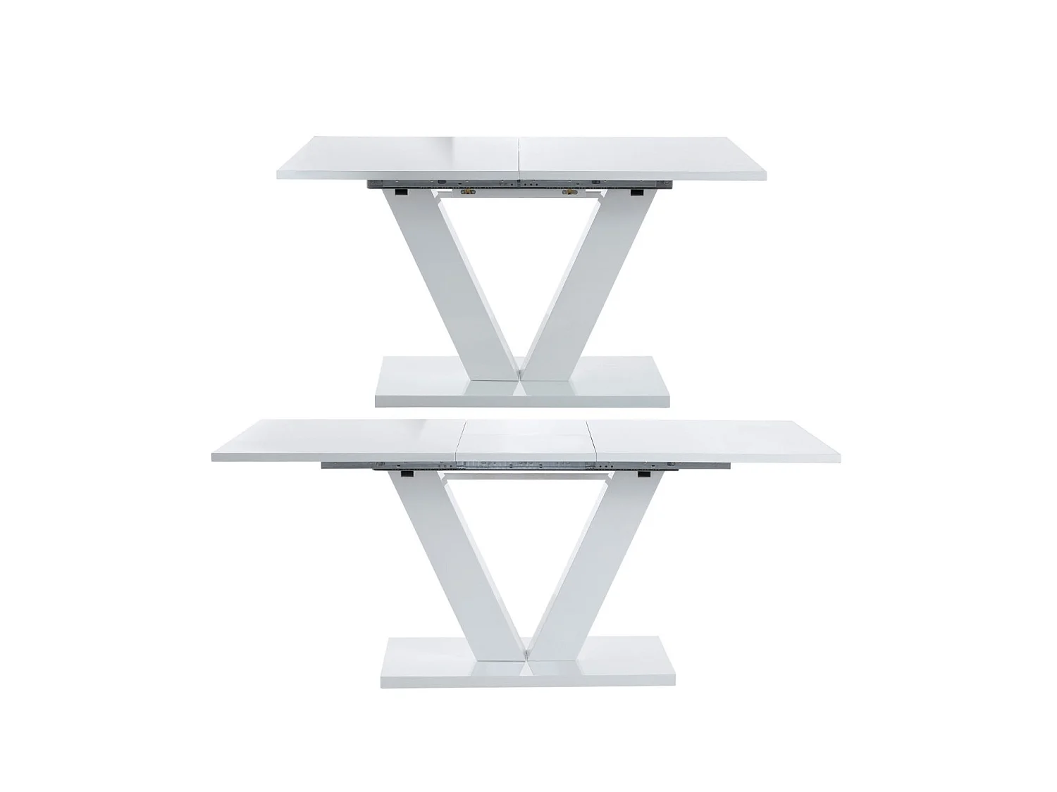 Andy|Table à manger en blanc brillant avec rallonge 8 personnes L180