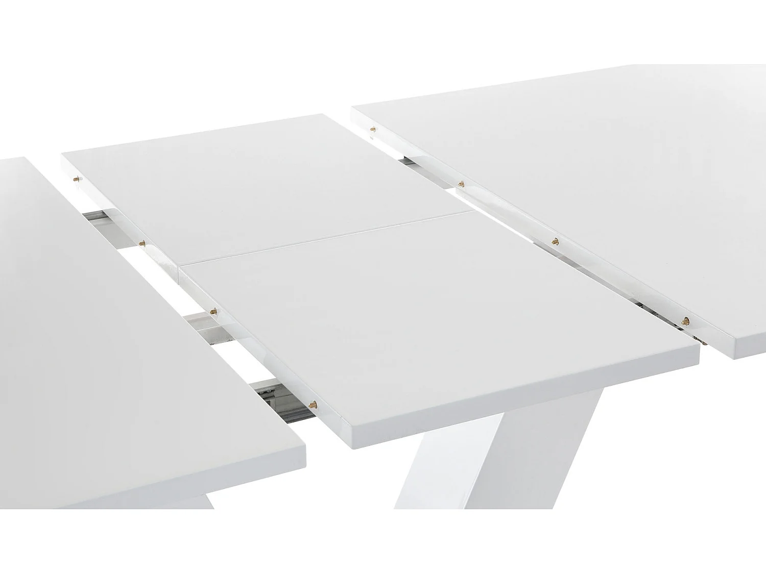 Andy|Table à manger en blanc brillant avec rallonge 8 personnes L180