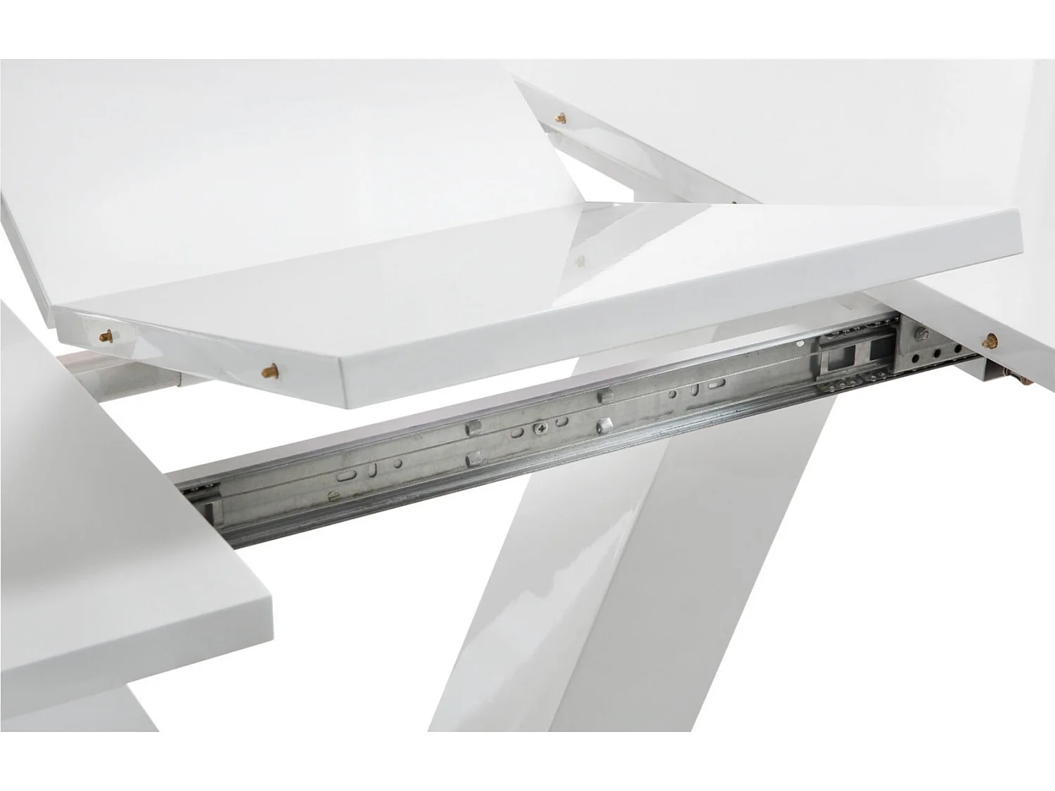 Andy|Table à manger en blanc brillant avec rallonge 8 personnes L180