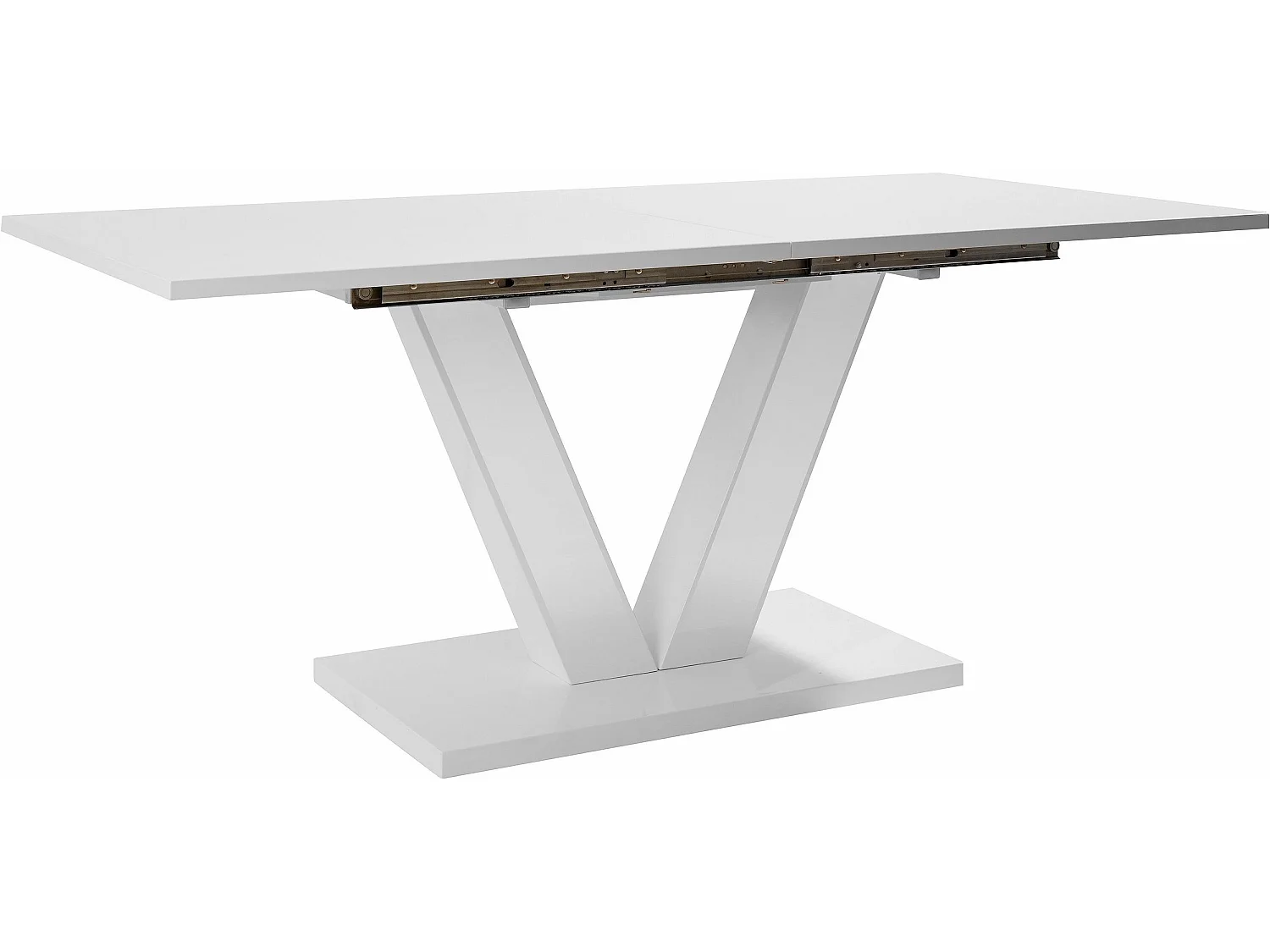 Andy|Table à manger en blanc brillant avec rallonge 8 personnes L180