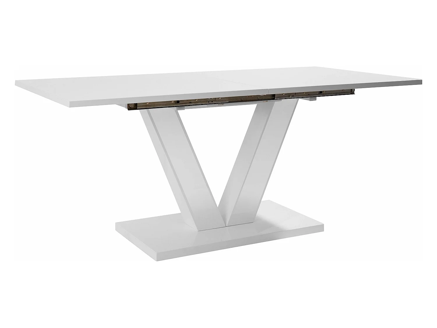 Andy|Table à manger en blanc brillant avec rallonge 8 personnes L180