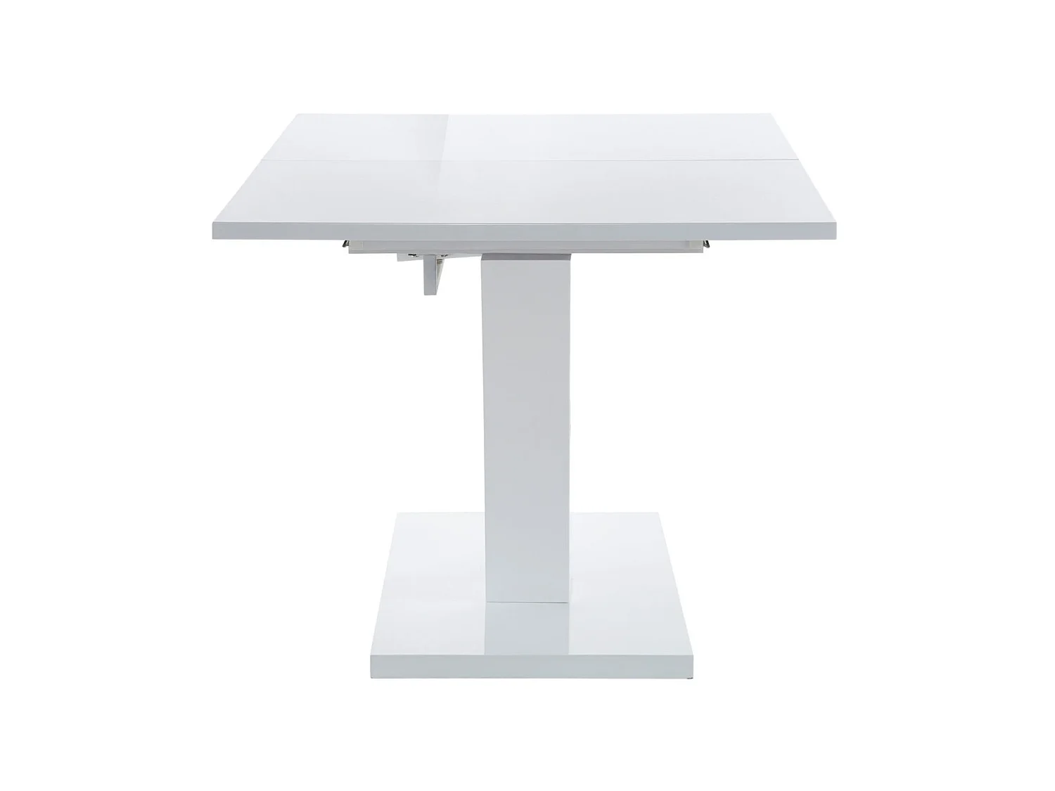 Andy|Table à manger en blanc brillant avec rallonge 8 personnes L180