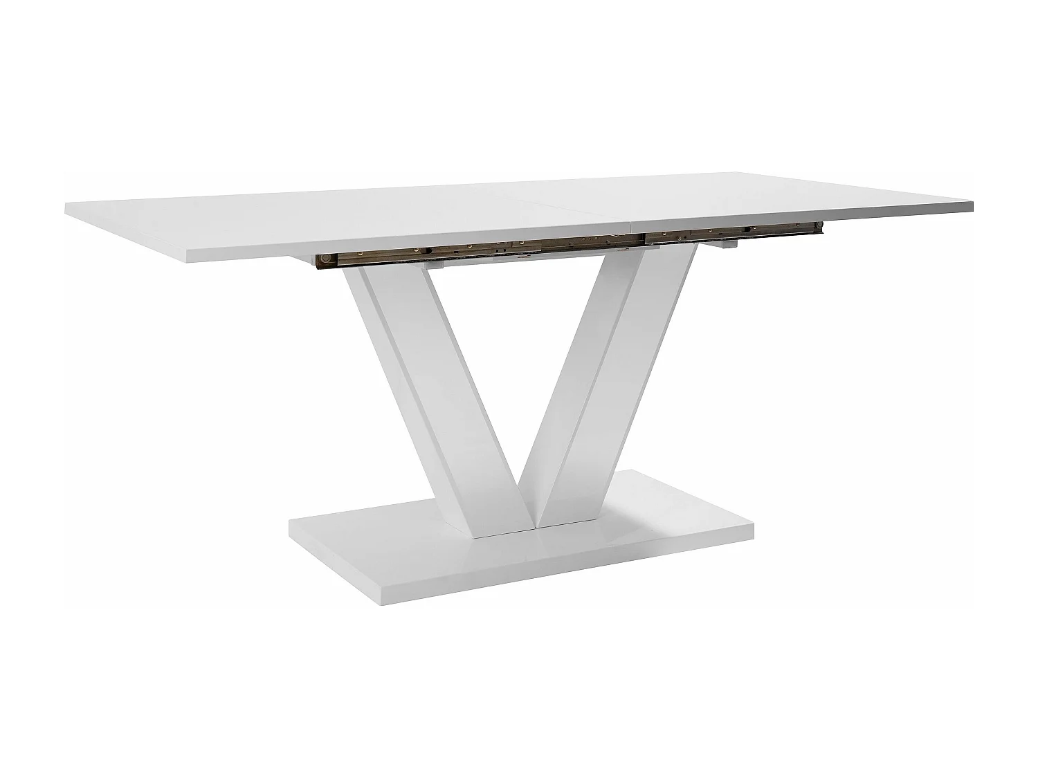 Andy|Table à manger en blanc brillant avec rallonge 8 personnes L180