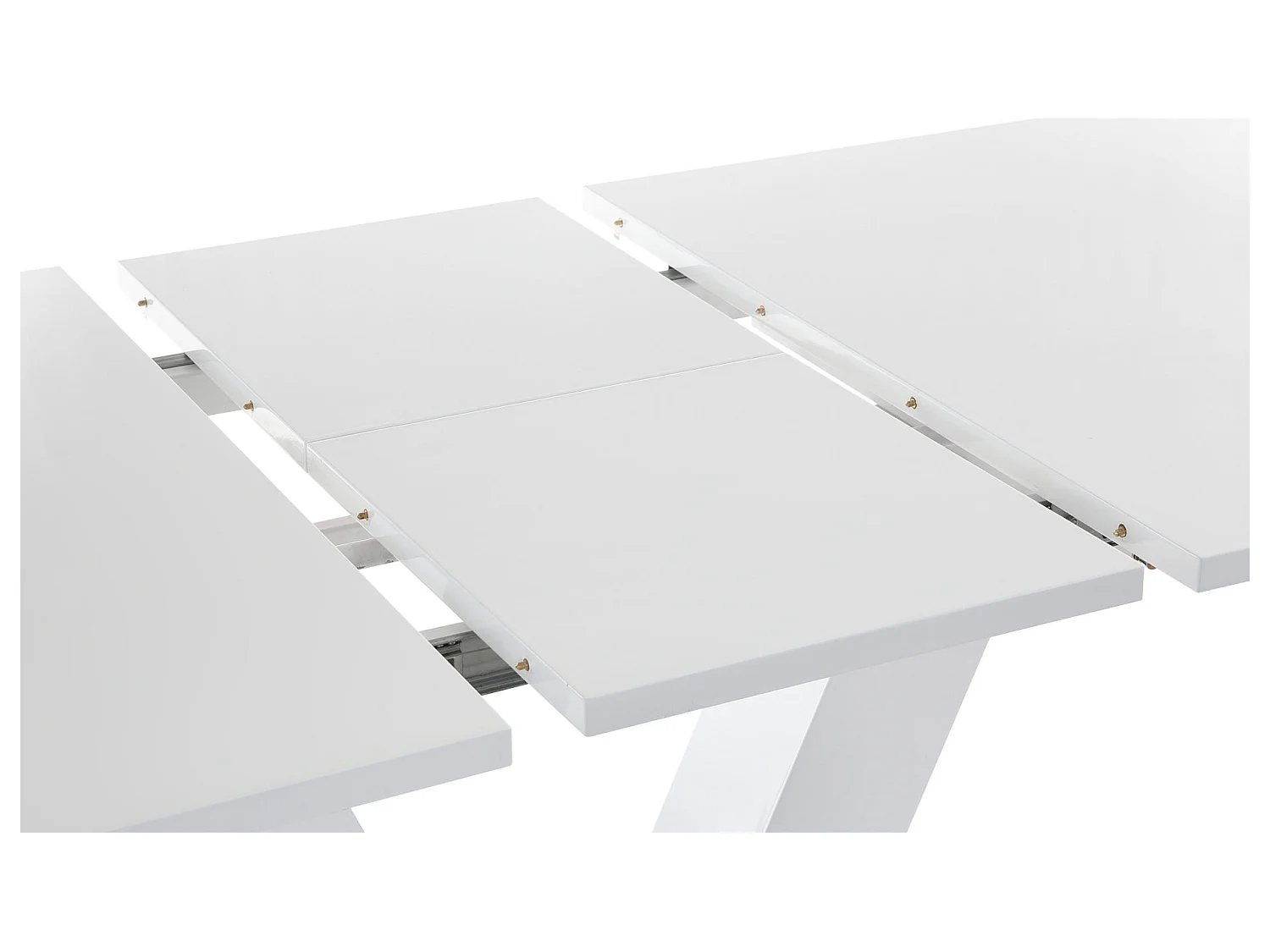 Andy|Table à manger en blanc brillant avec rallonge 8 personnes L180