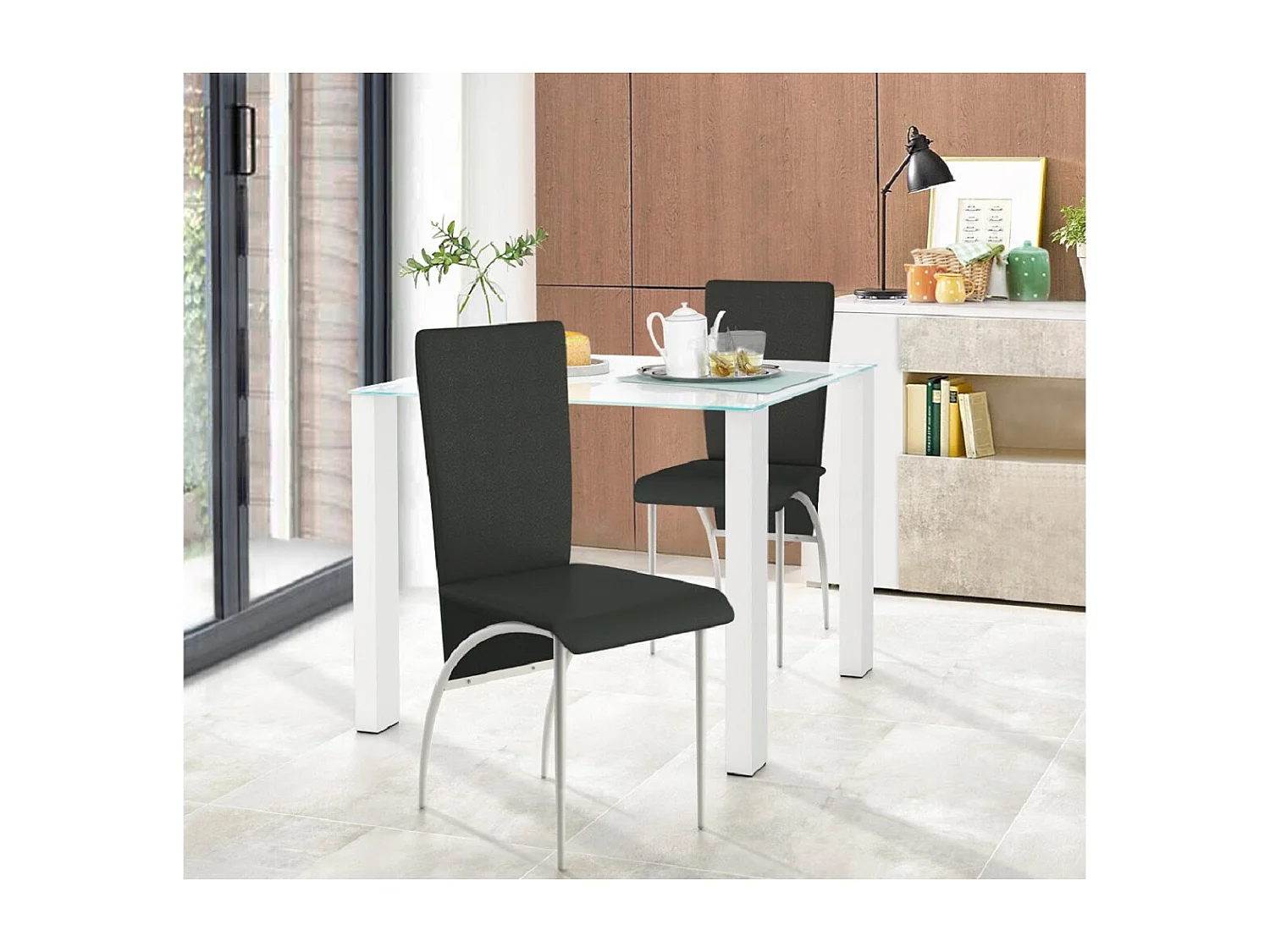 Norma | Table à manger en verre blanc 4 personnes L80