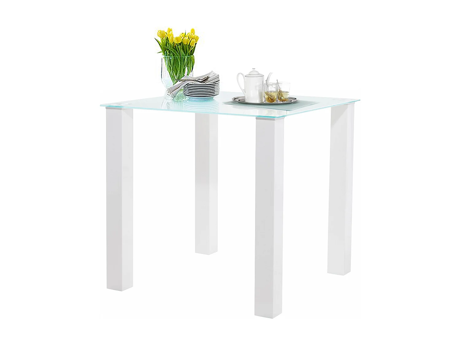 Norma | Table à manger en verre blanc 4 personnes L80