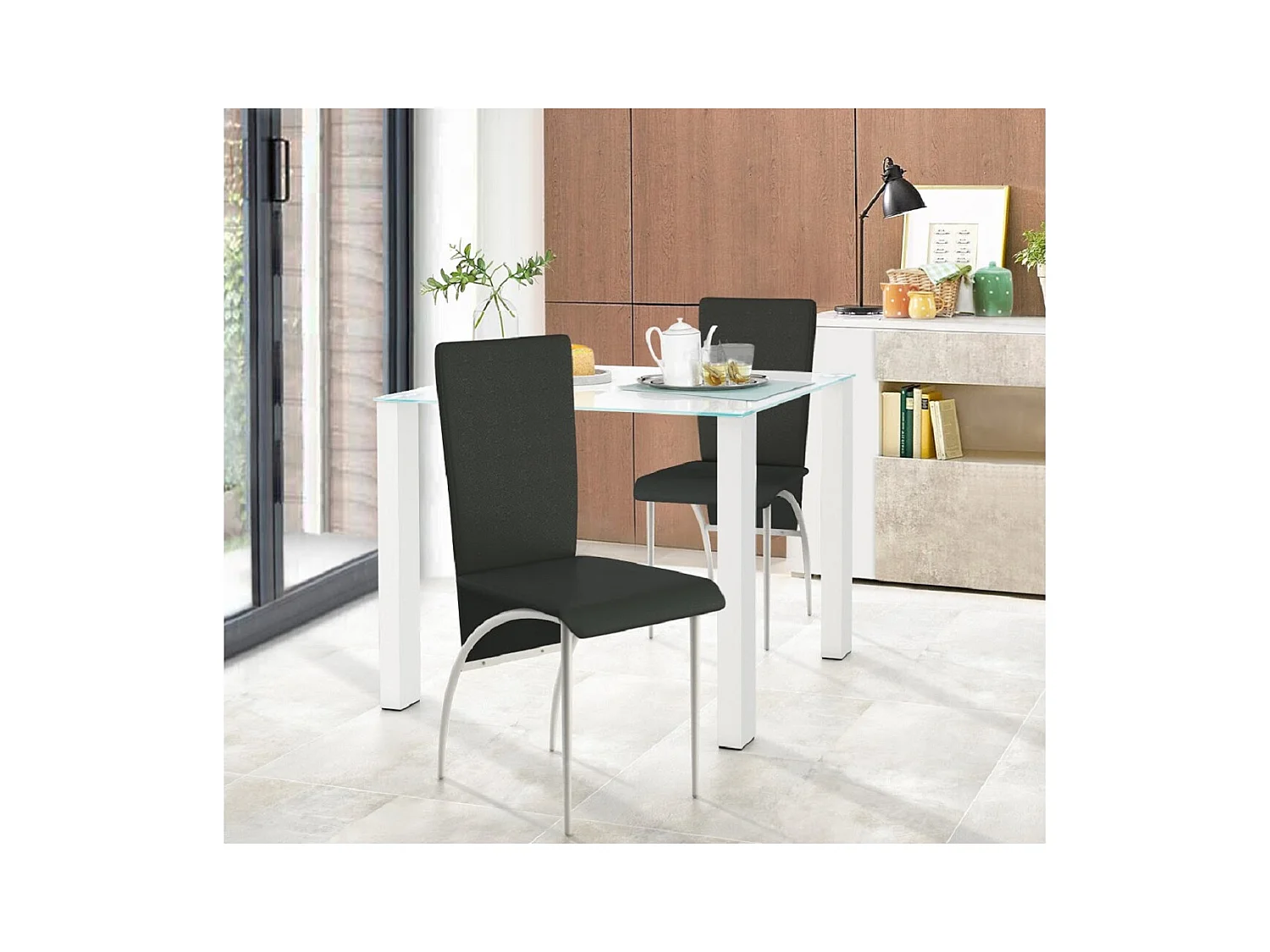 Mesa de cristal blanco
