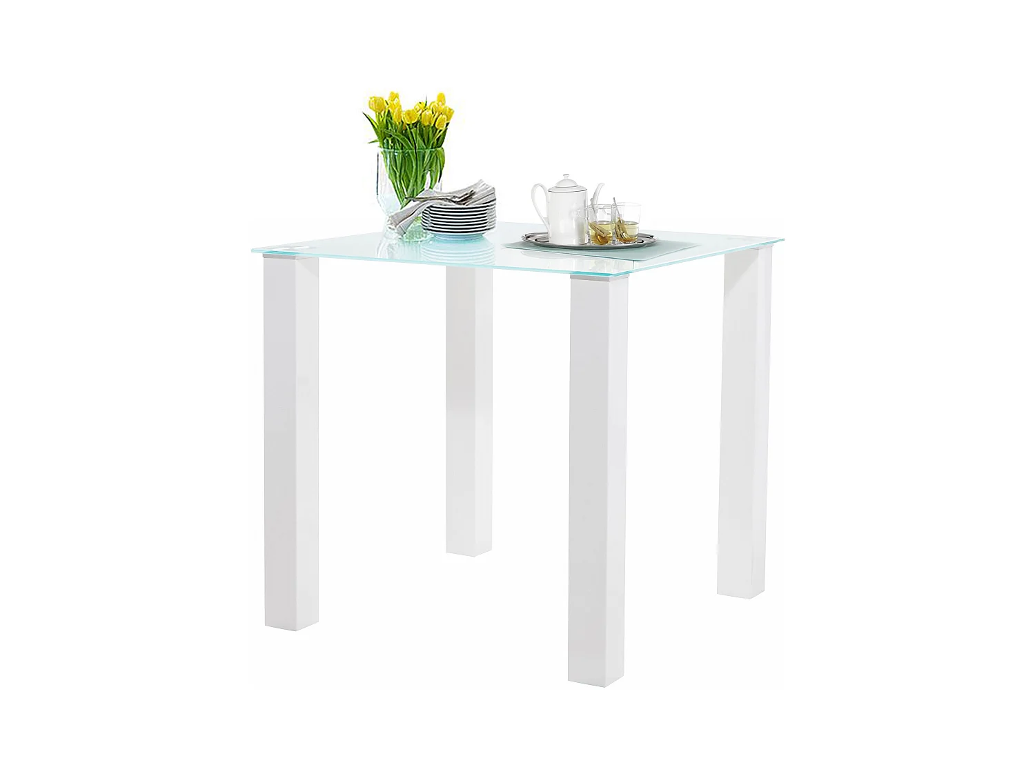 Norma | Table à manger en verre blanc 4 personnes L80