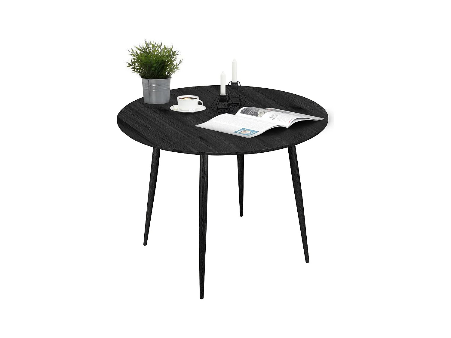 Monza|Table à manger en effet bois noir 4 personnes D100