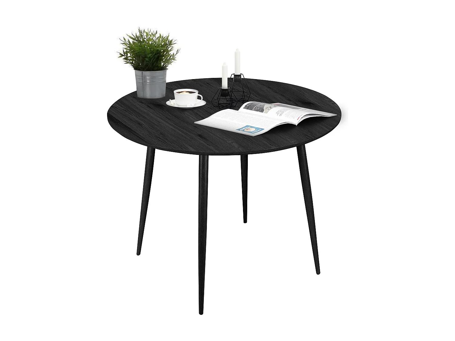 Monza|Table à manger en effet bois noir 4 personnes D100