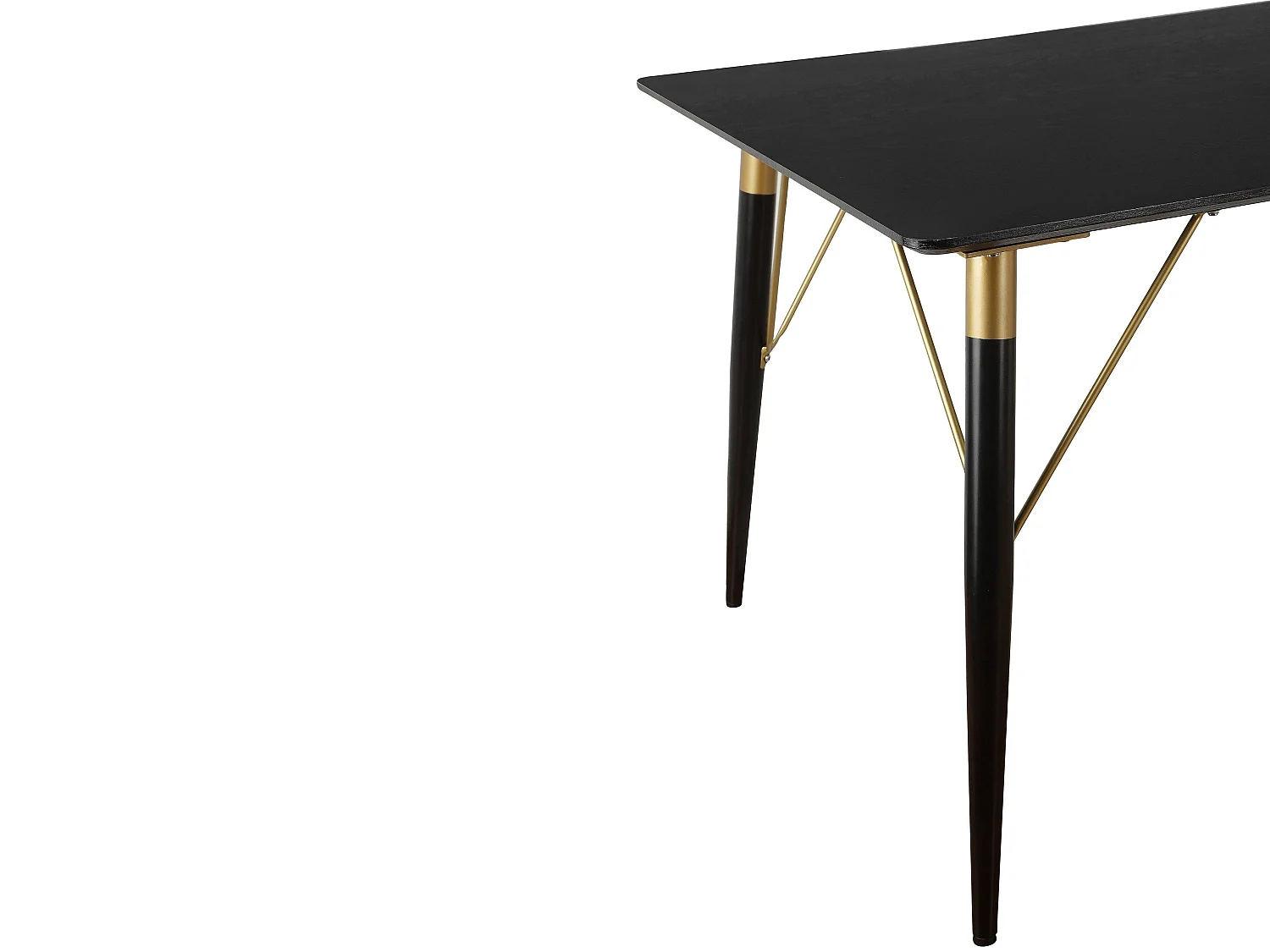 Amagi | Table de salle à manger 200x100 cm avec 8 places en MDF noir Pieds Noirs/Dorés