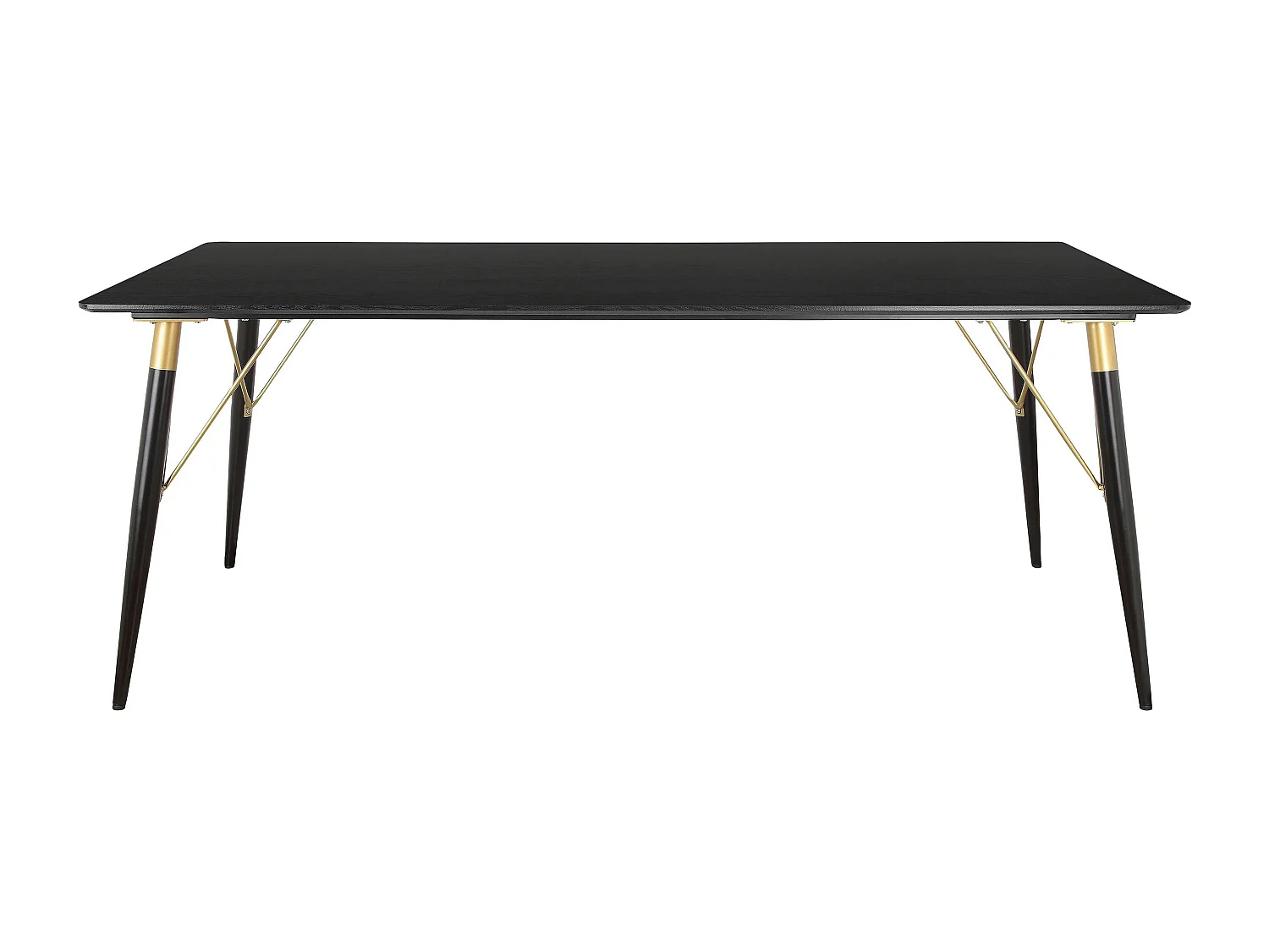 Amagi | Table de salle à manger 200x100 cm avec 8 places en MDF noir Pieds Noirs/Dorés