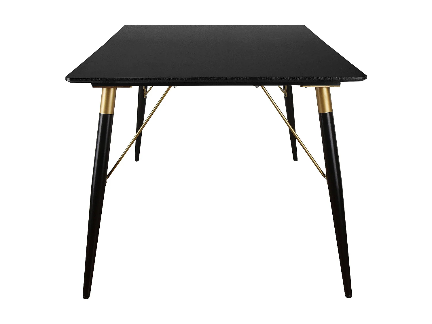 Amagi | Table de salle à manger 200x100 cm avec 8 places en MDF noir Pieds Noirs/Dorés
