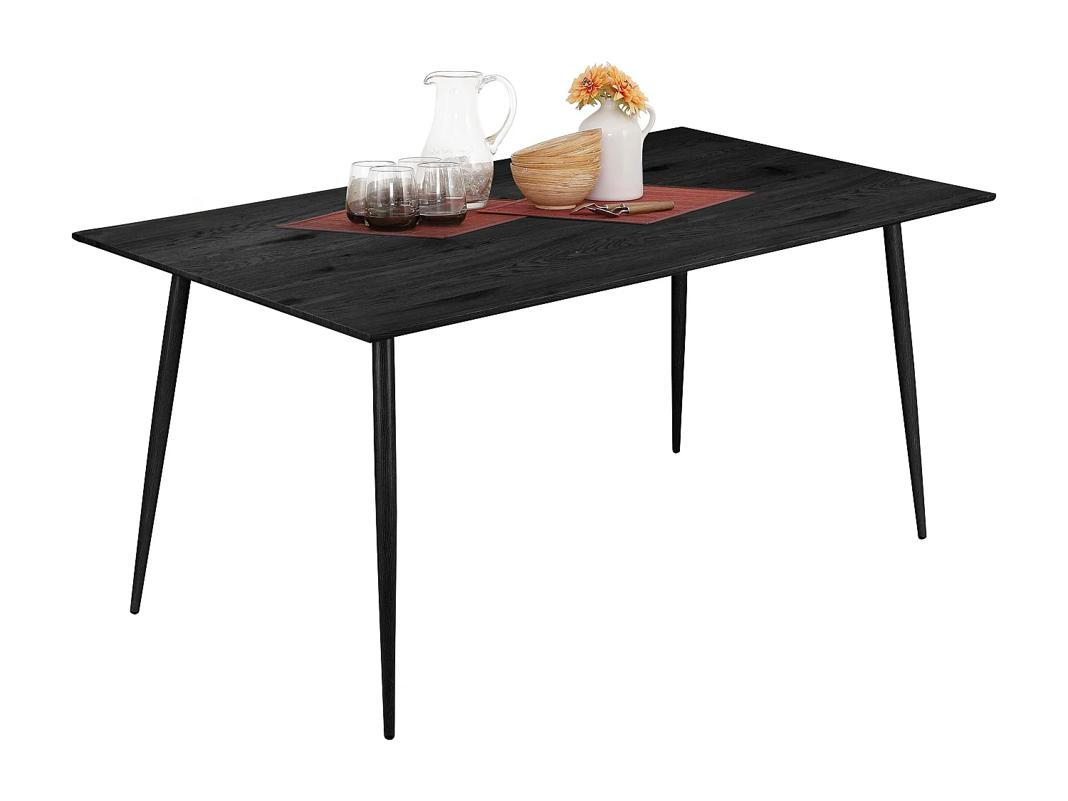 Monza|Table à manger en effet bois noir 8 personnes L160