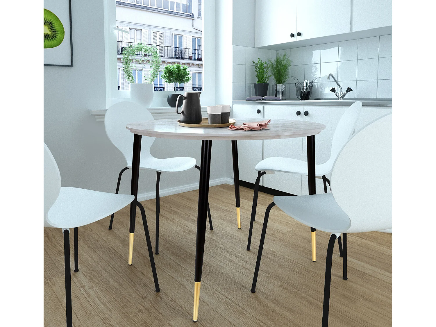 Mesa Monza Ã˜100 Mármol Negro Oro