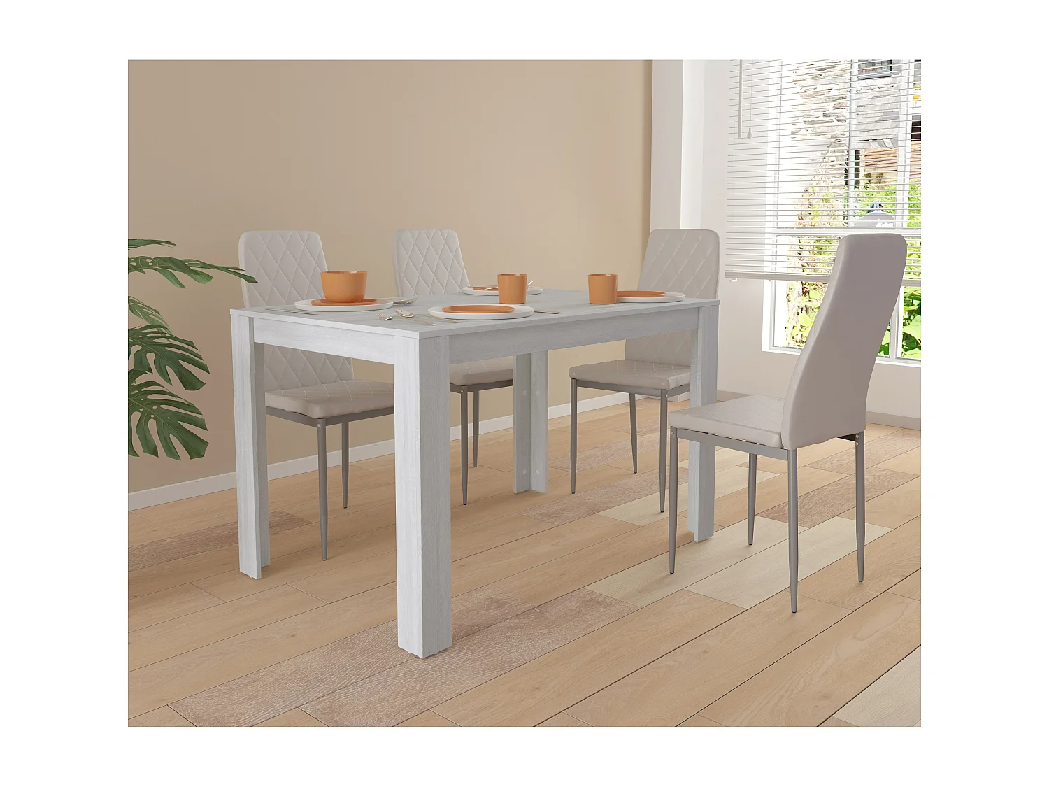 Lynn | Table de salle à manger 120x80 cm en MDF blanc
