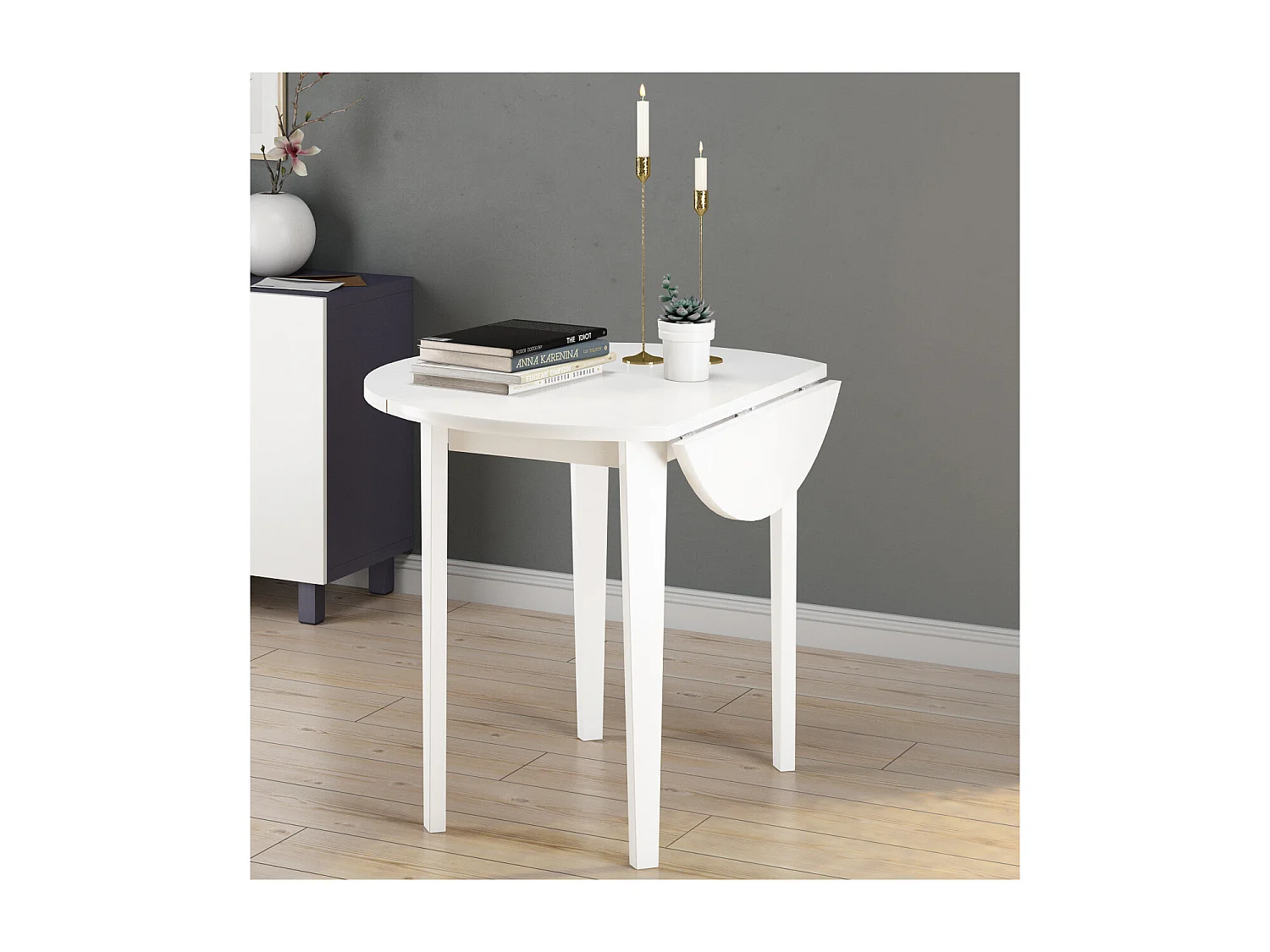 Trend|Table à manger en effet pin blanc 4 personnes 92x54