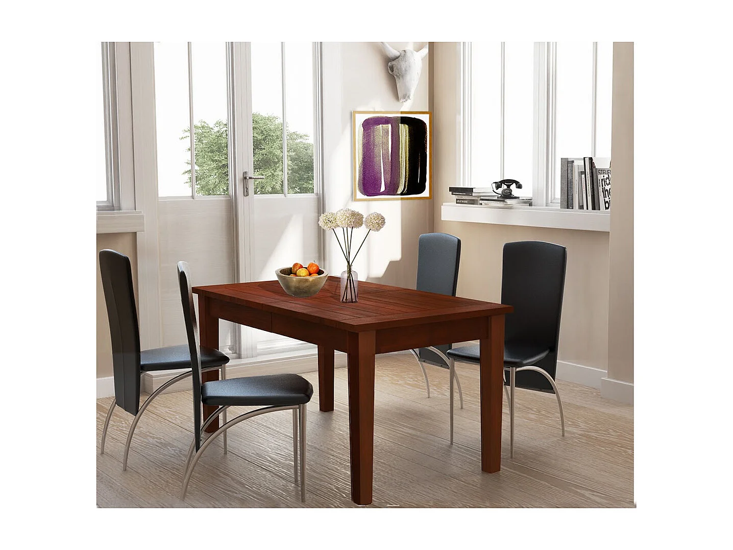 America | Mesa de Jantar 150 cm 4 lugares em Pinho Castanho