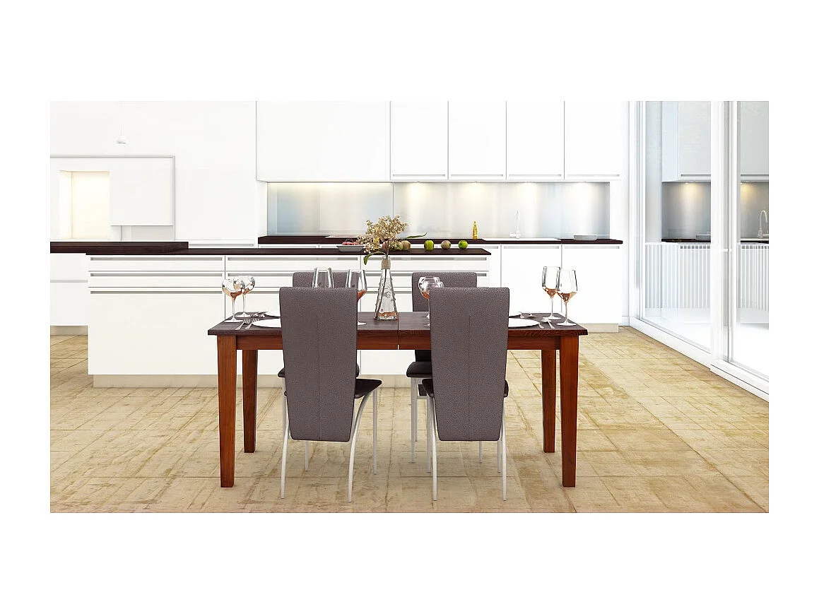 America | Mesa de Jantar 150 cm 4 lugares em Pinho Castanho