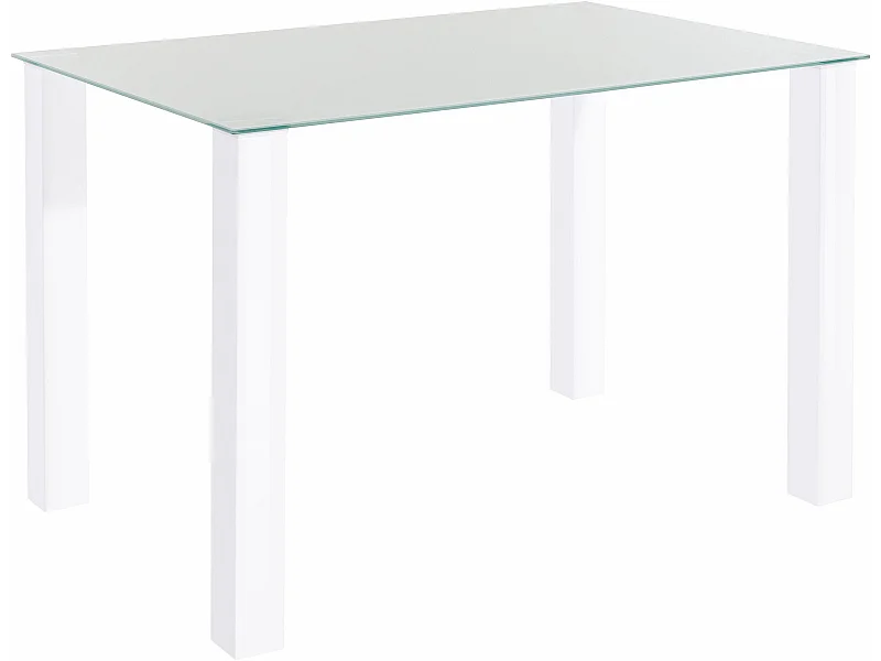 Norma | Table de salle à manger 120x80 cm avec plateau en verre / pieds blancs