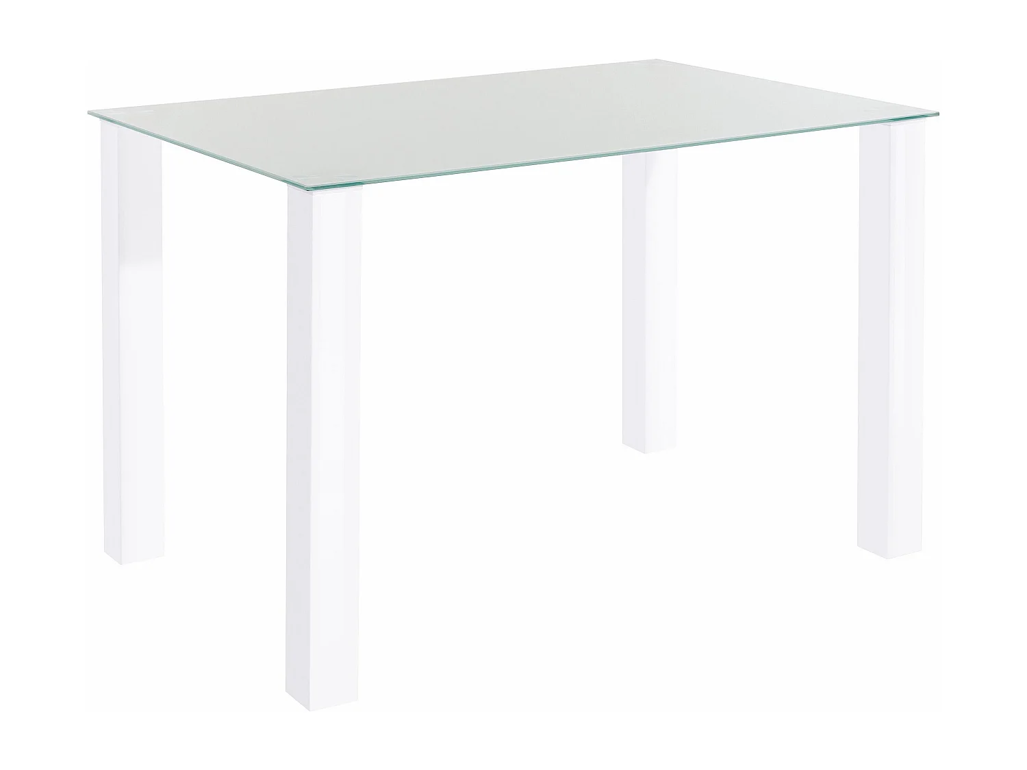 Norma | Table de salle à manger 120x80 cm avec plateau en verre / pieds blancs