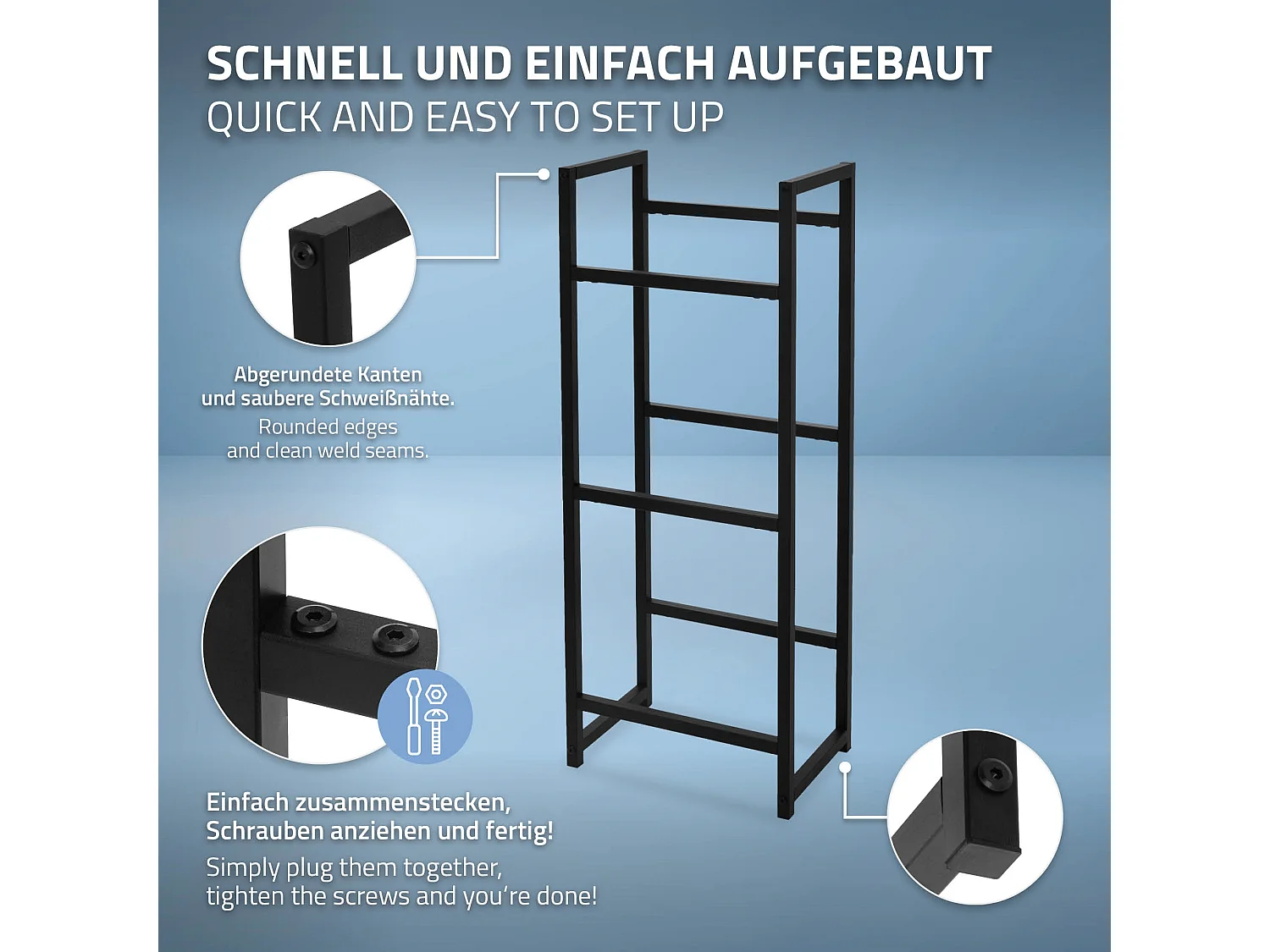 Étagère de rangement pour 3 caisses de boissons 47x31x116,5 cm acier anthracite