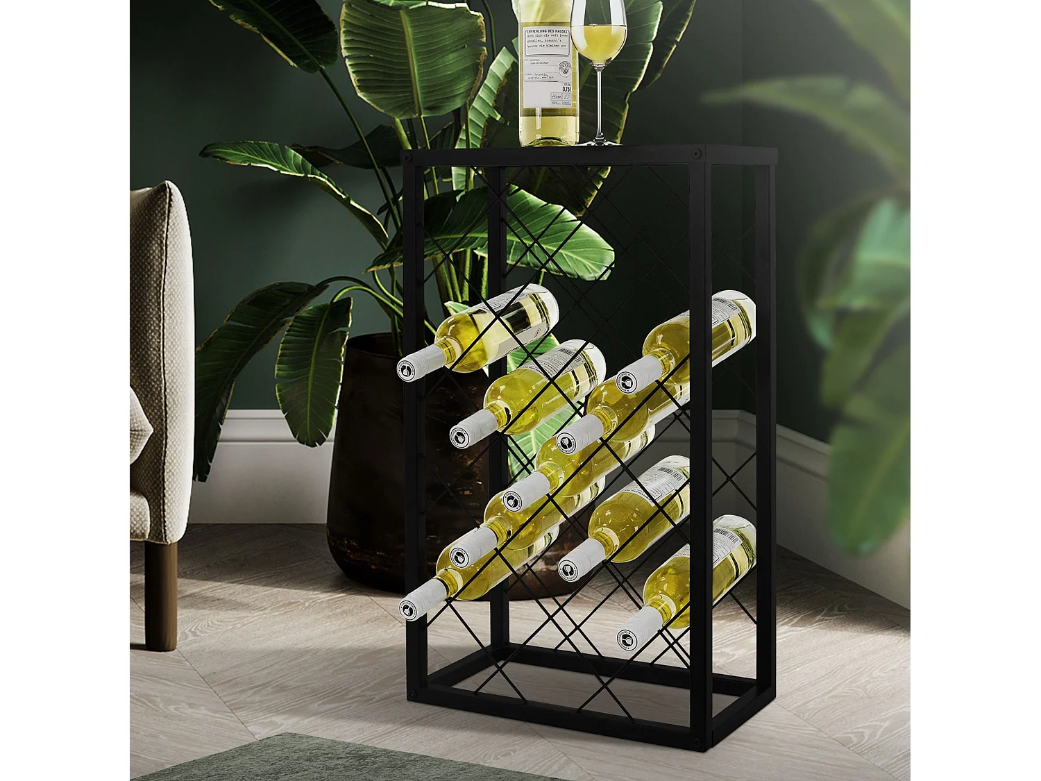 Casier à vin 23 bouteilles porte-verres de bar armoire à vin noir 40x22x68 cm