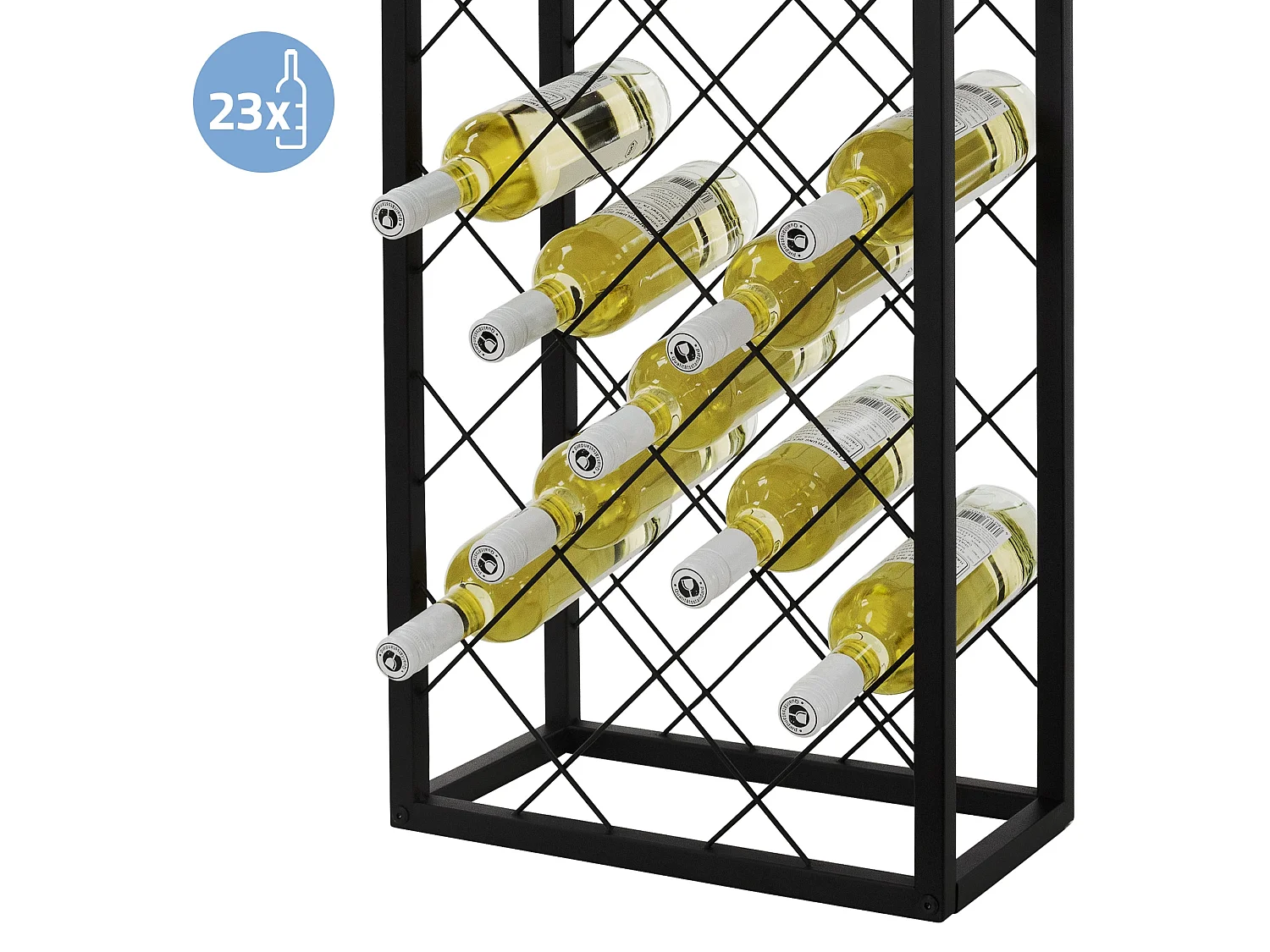 Casier à vin 23 bouteilles porte-verres de bar armoire à vin noir 40x22x68 cm