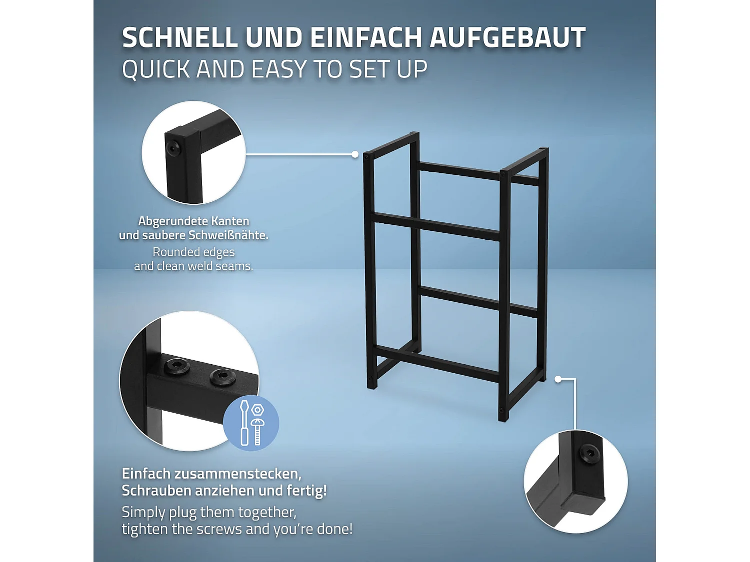 Étagère de rangement pour 2 caisses de boissons 47x31x75,5cm en acier anthracite