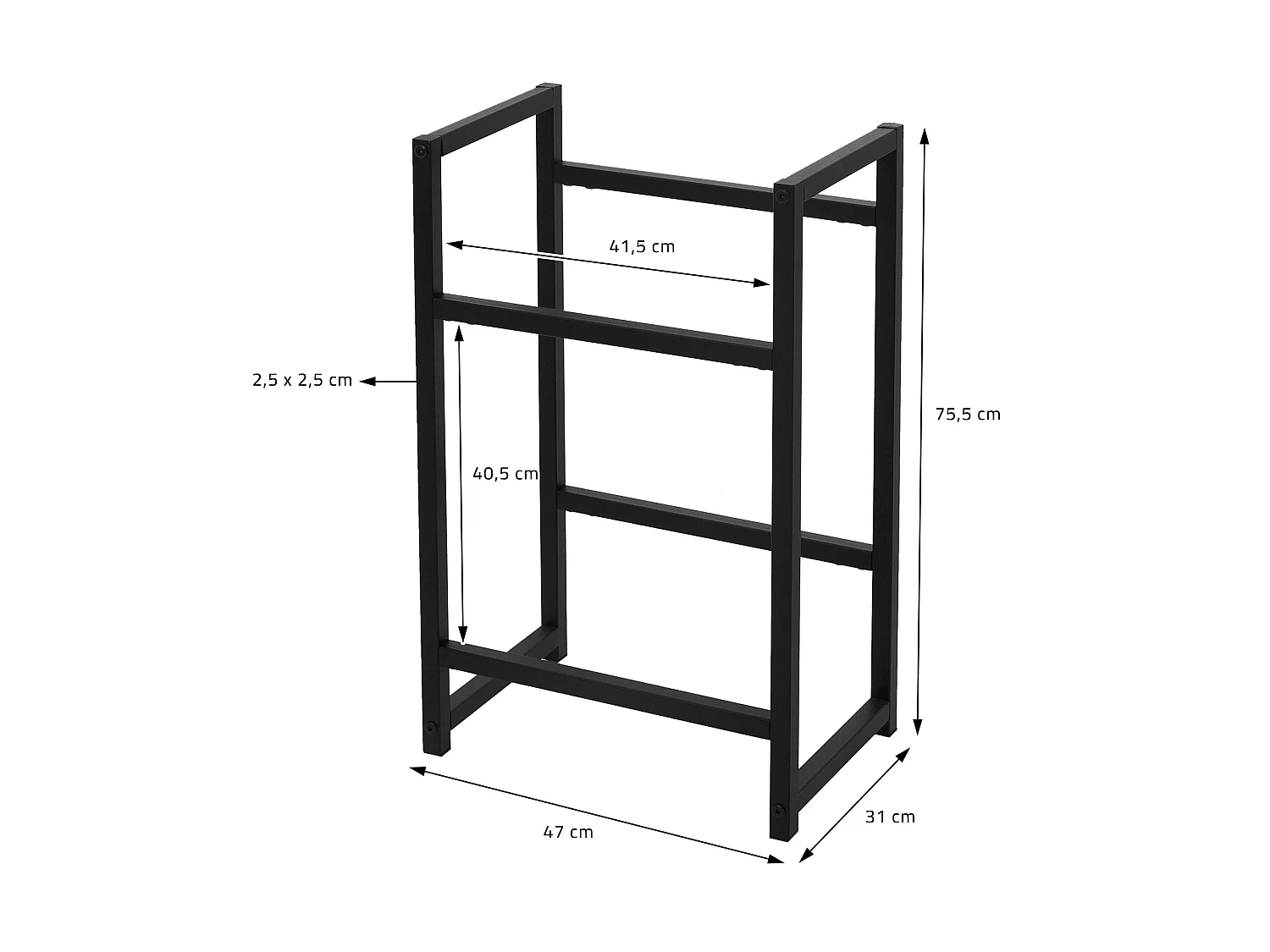 Étagère de rangement pour 2 caisses de boissons 47x31x75,5cm en acier anthracite