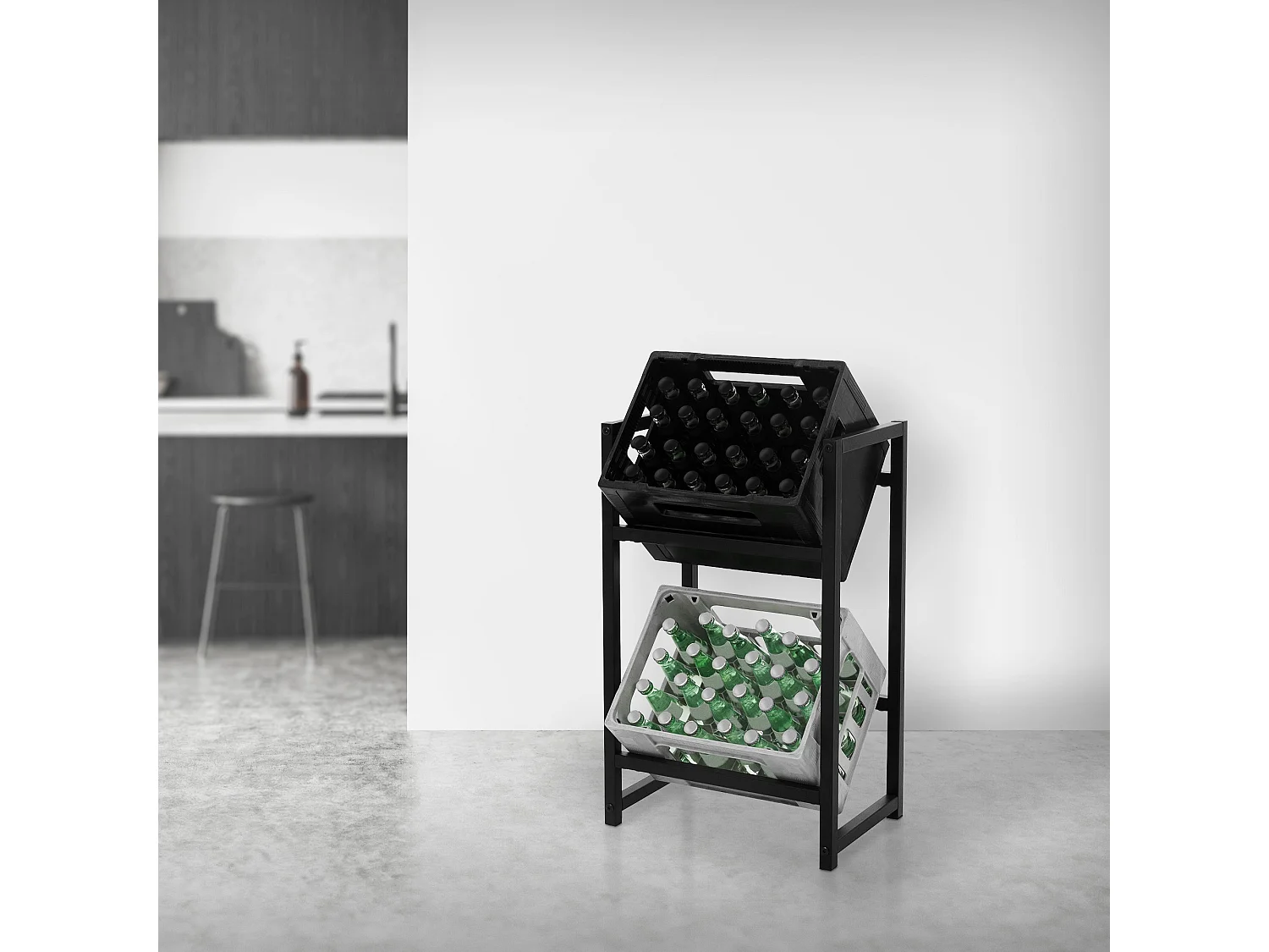Étagère de rangement pour 2 caisses de boissons 47x31x75,5cm en acier anthracite
